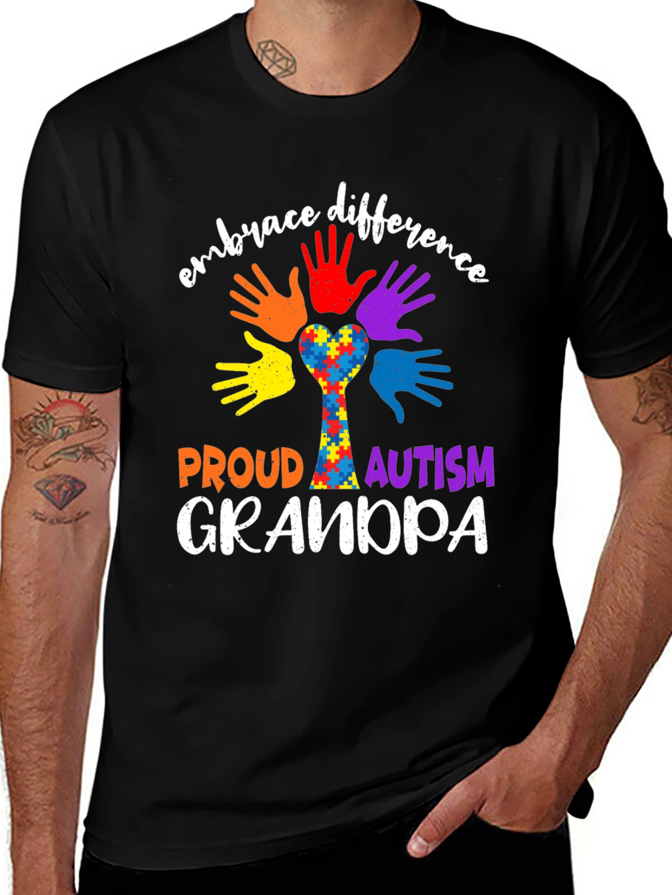 Variant 15 of Proud Autism Grandpa T-Shirt Embrace Difference