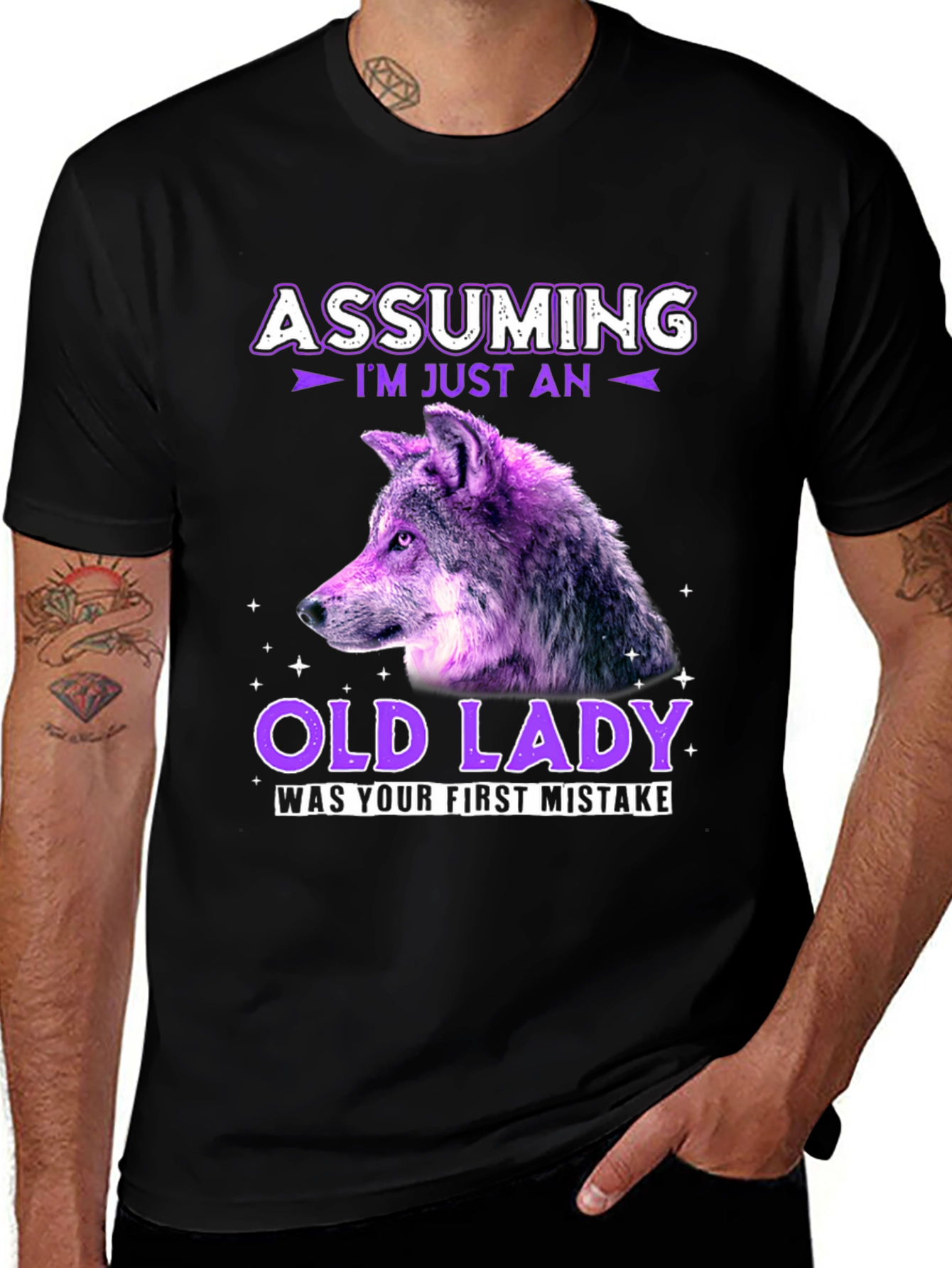 Variant 28 of Assuming Old Lady Wolf Graphic Tee