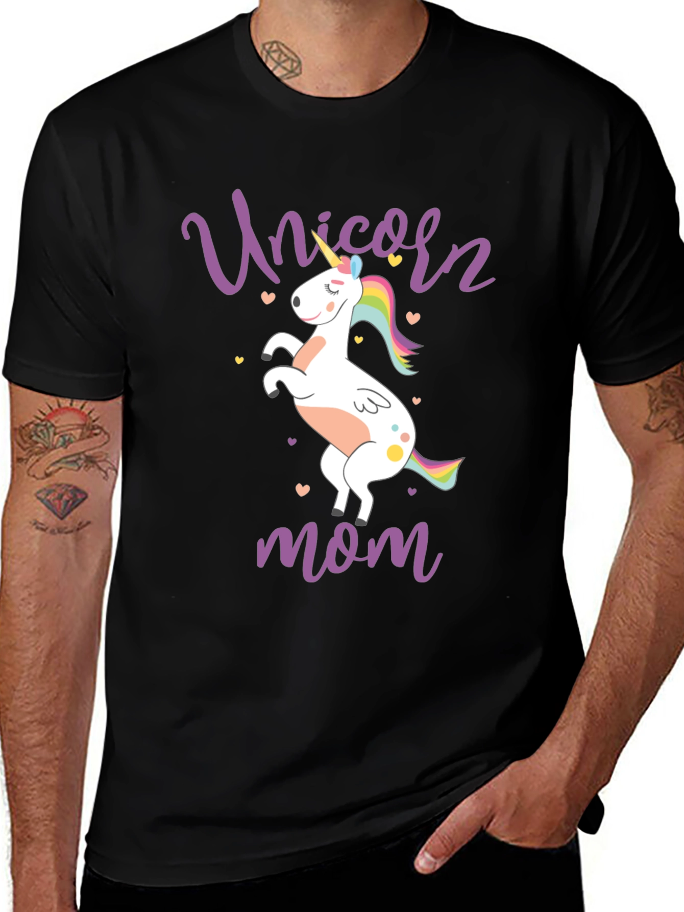 Variant 18 of Unicorn Mom Black T-Shirt - Cute Graphic Tee