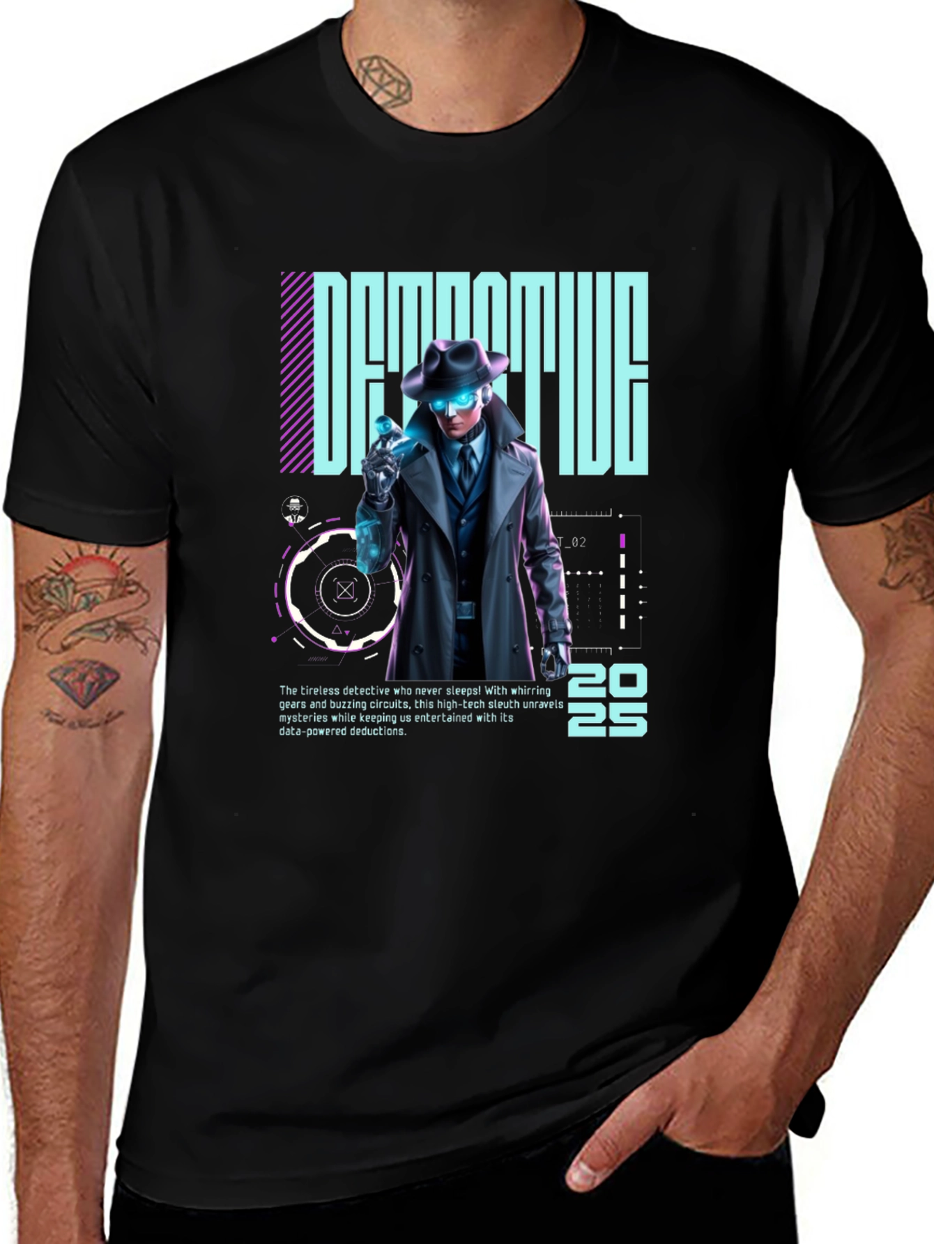 Variant 4 of Cyberpunk Detective Graphic T-Shirt