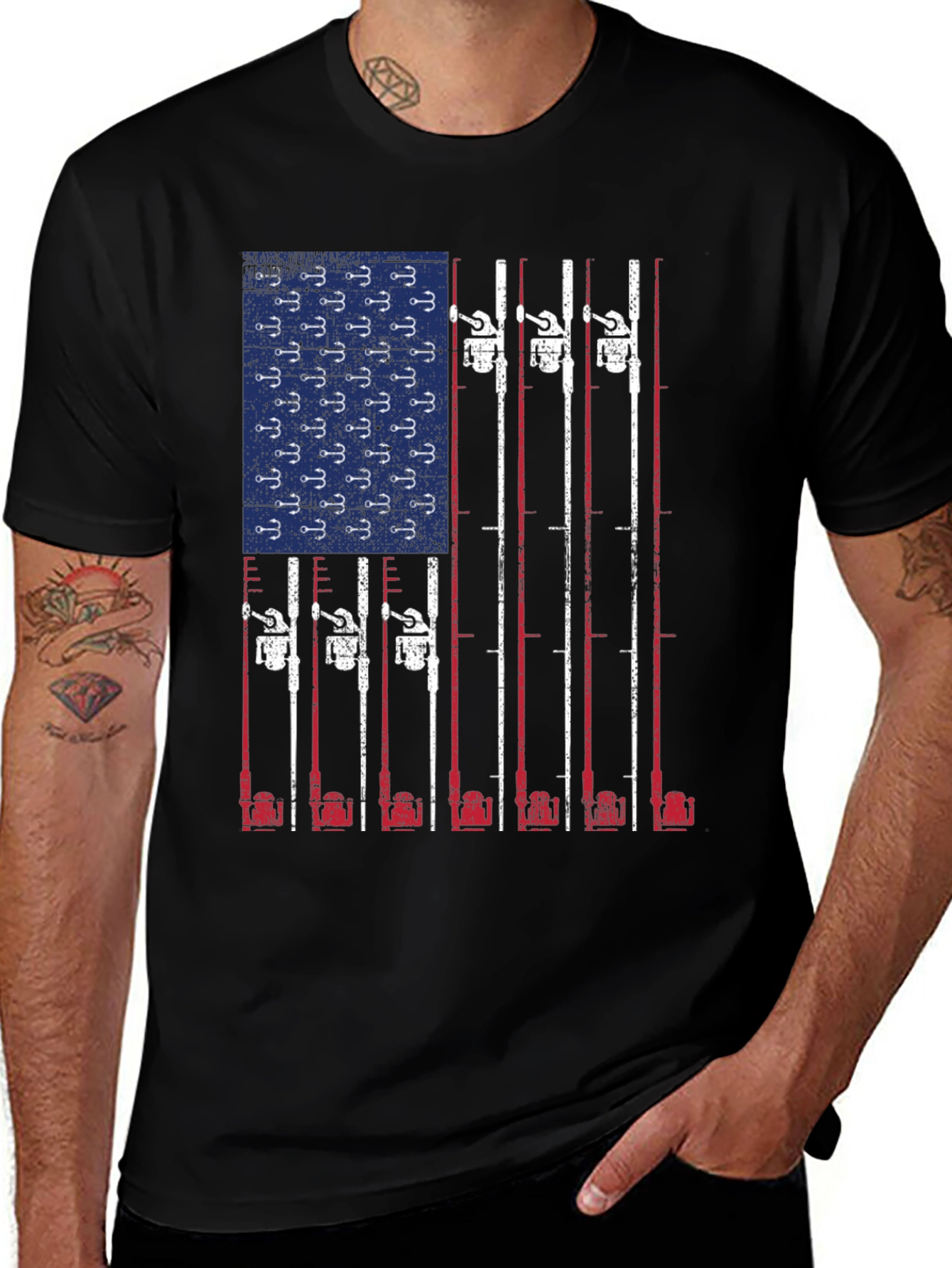 Variant 16 of American Flag Fishing T-Shirt