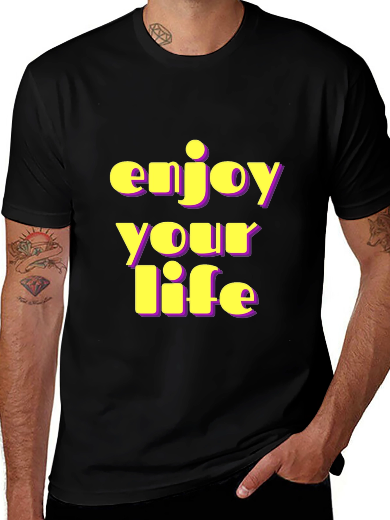 Variant 21 of Enjoy Your Life Black Graphic Tee