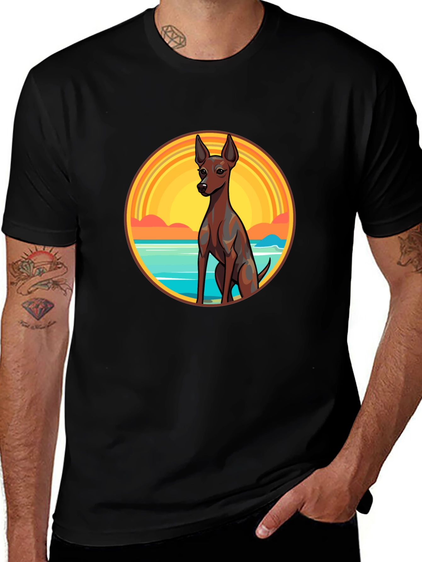 Variant 30 of Dog Beach Sunset T-Shirt - Black