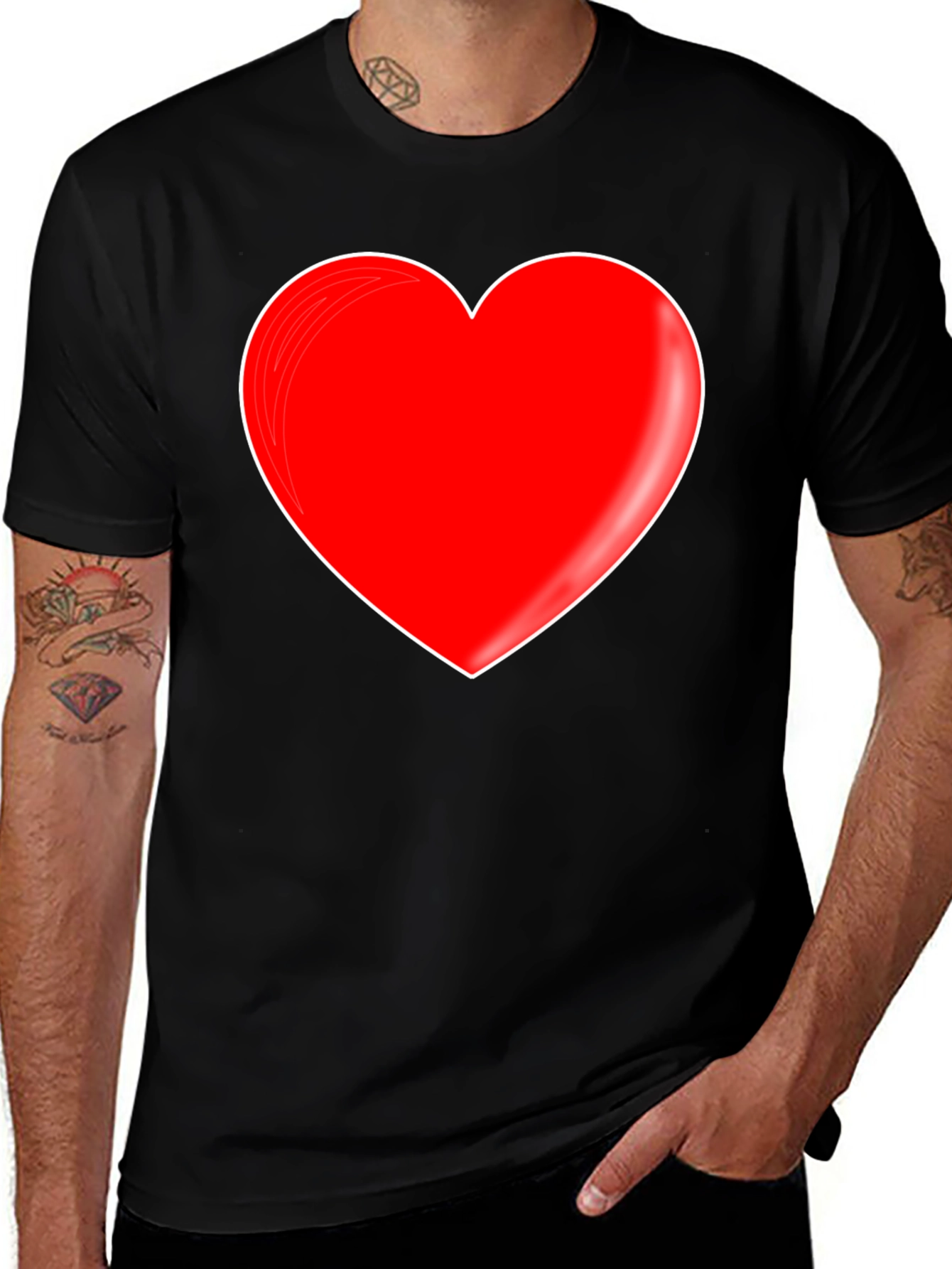 Variant 30 of Red Heart Graphic Black T-Shirt