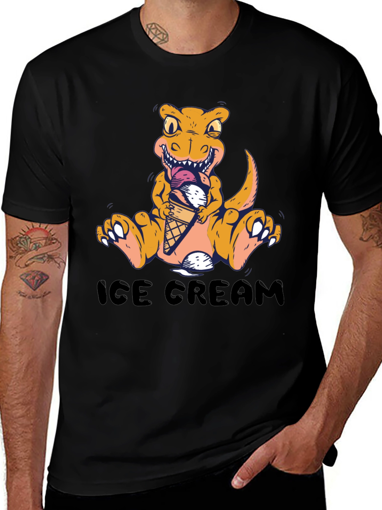 Variant 23 of Dino Ice Cream T-Shirt - Fun Graphic Tee
