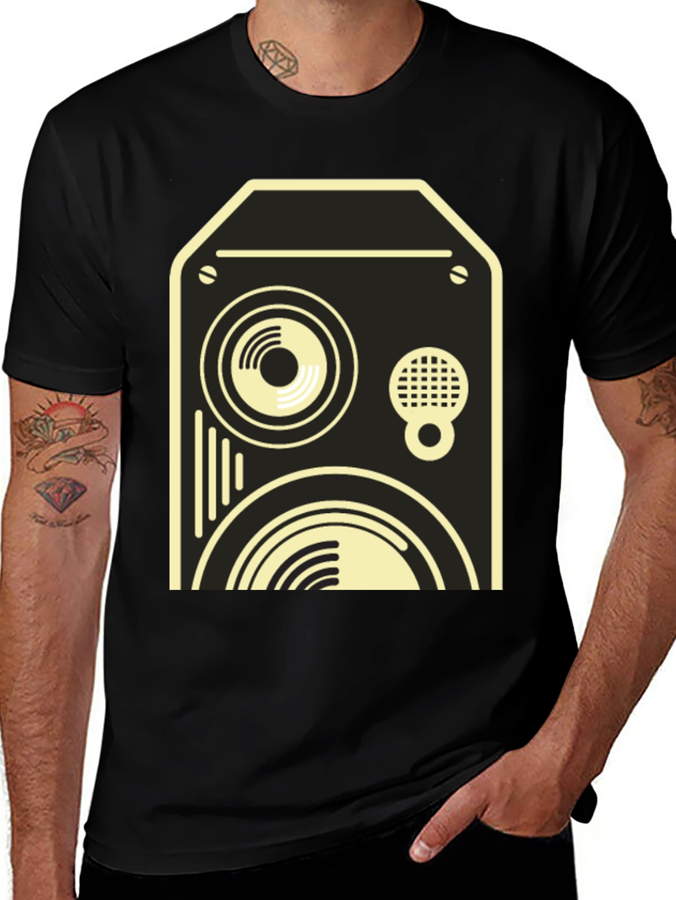 Variant 15 of Retro Speaker Graphic Tee - Black