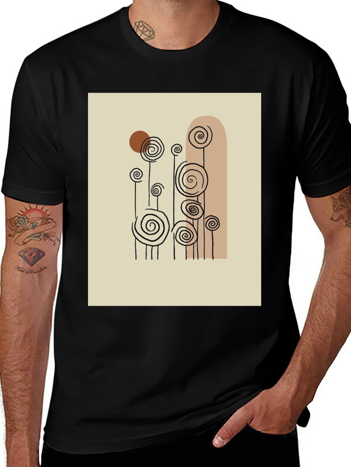 Variant 20 of Abstract Floral Print Black T-Shirt