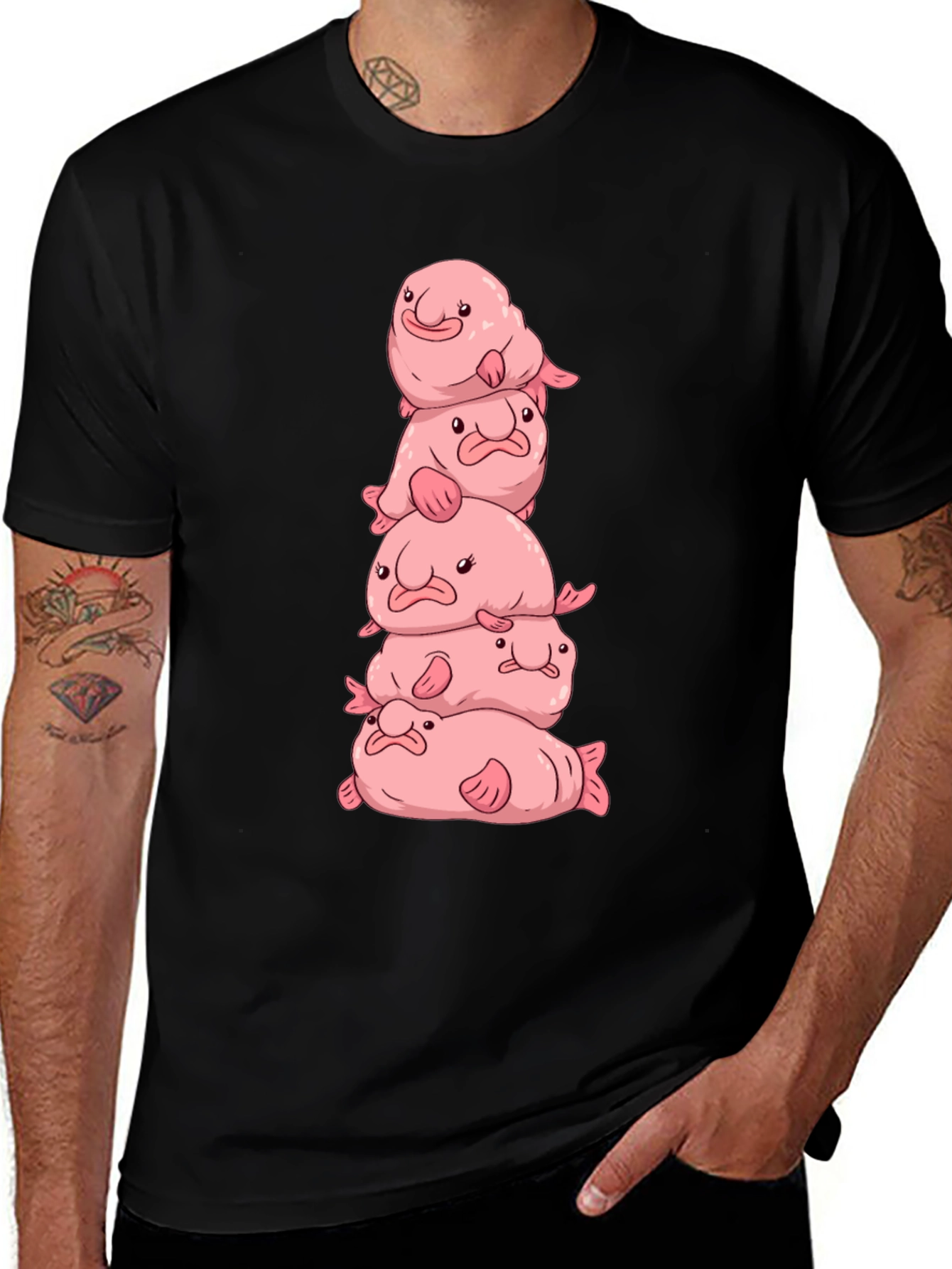 Variant 18 of Blobfish Stack Graphic Tee - Quirky Unisex T-Shirt