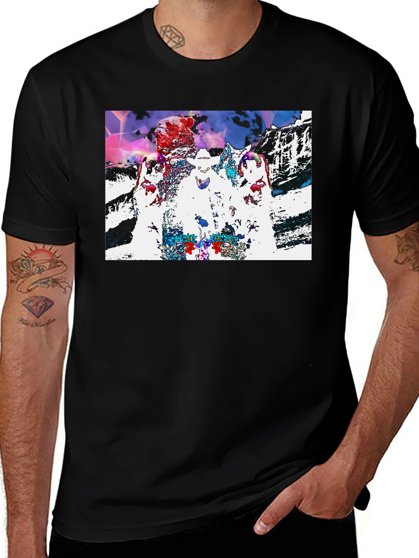 Variant 25 of Psychedelic Bear and Wolves Graphic T-Shirt