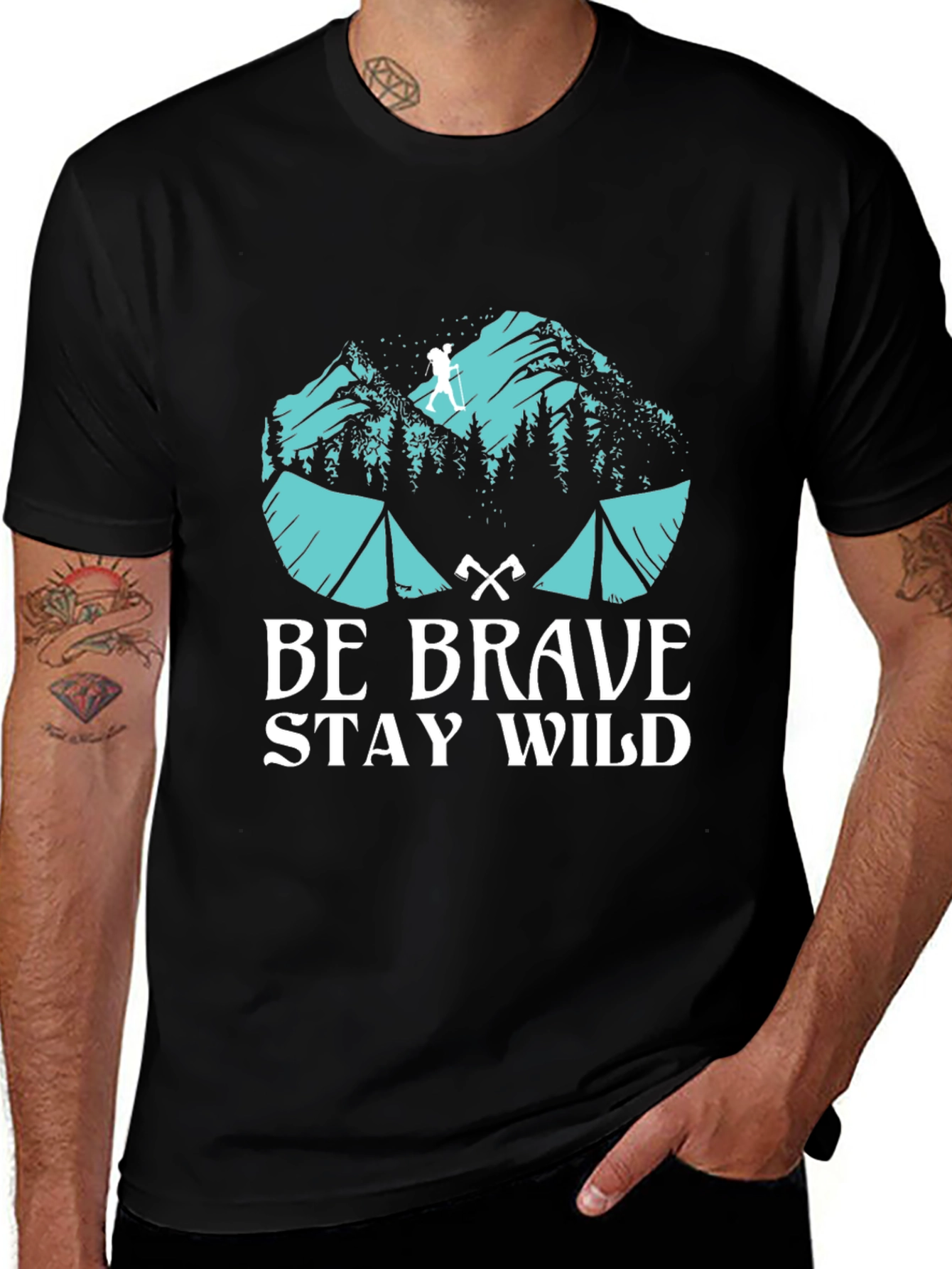 Black Be Brave Stay Wild Graphic T-Shirt main image