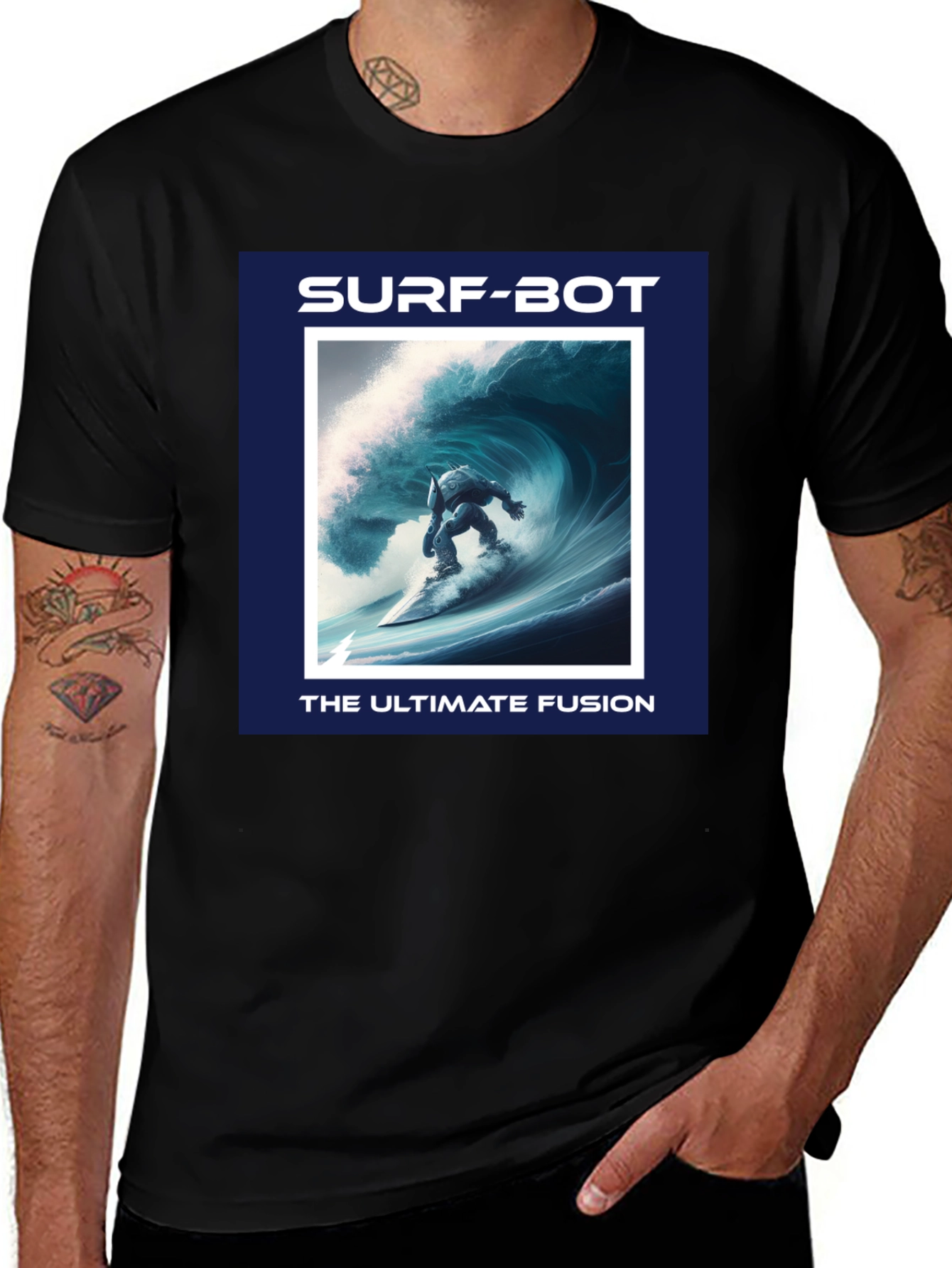 Variant 22 of Surf-Bot Fusion Graphic Tee - Ultimate Wave Riding Shirt