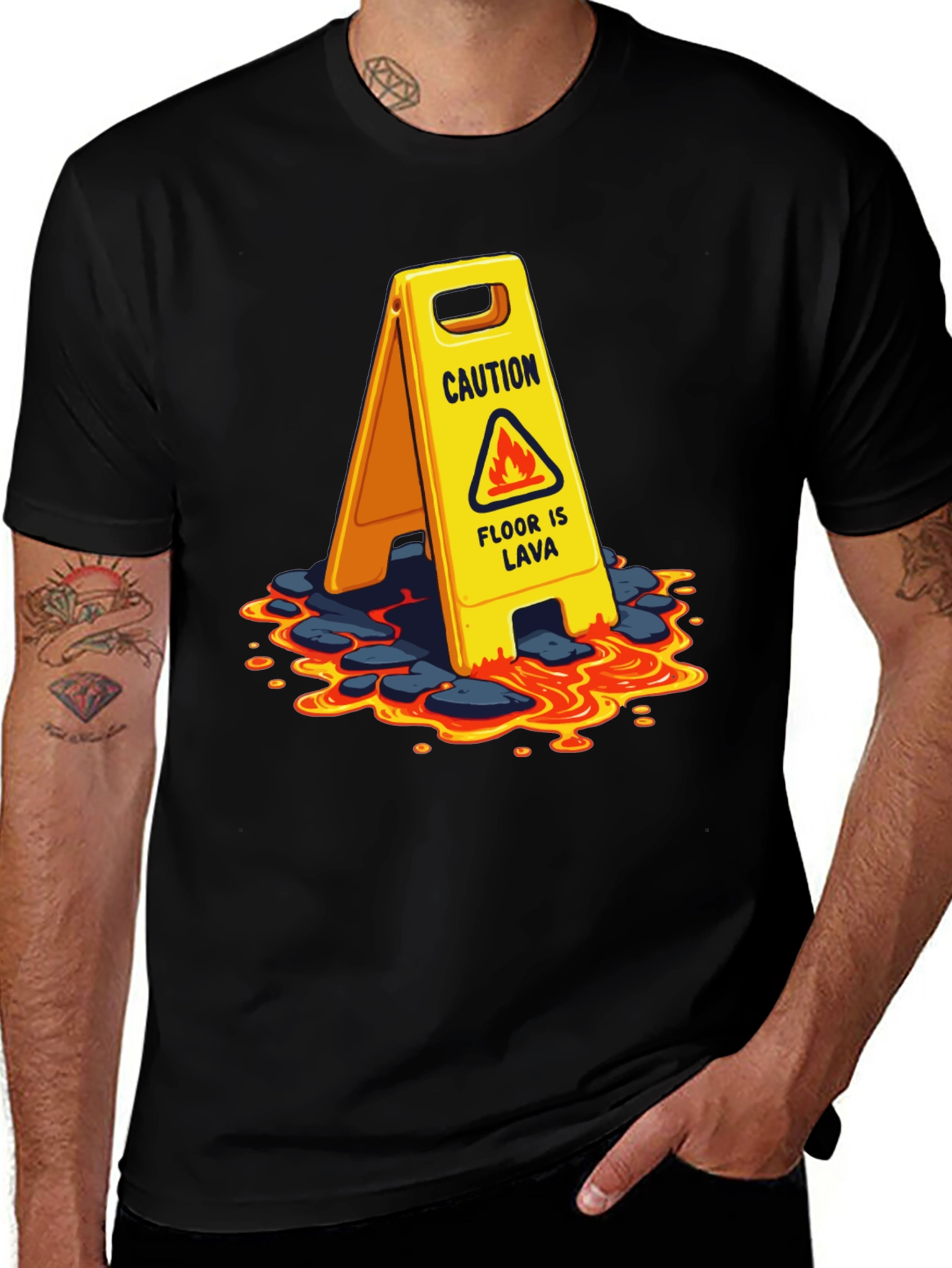 Variant 13 of Caution Floor is Lava Graphic Tee
