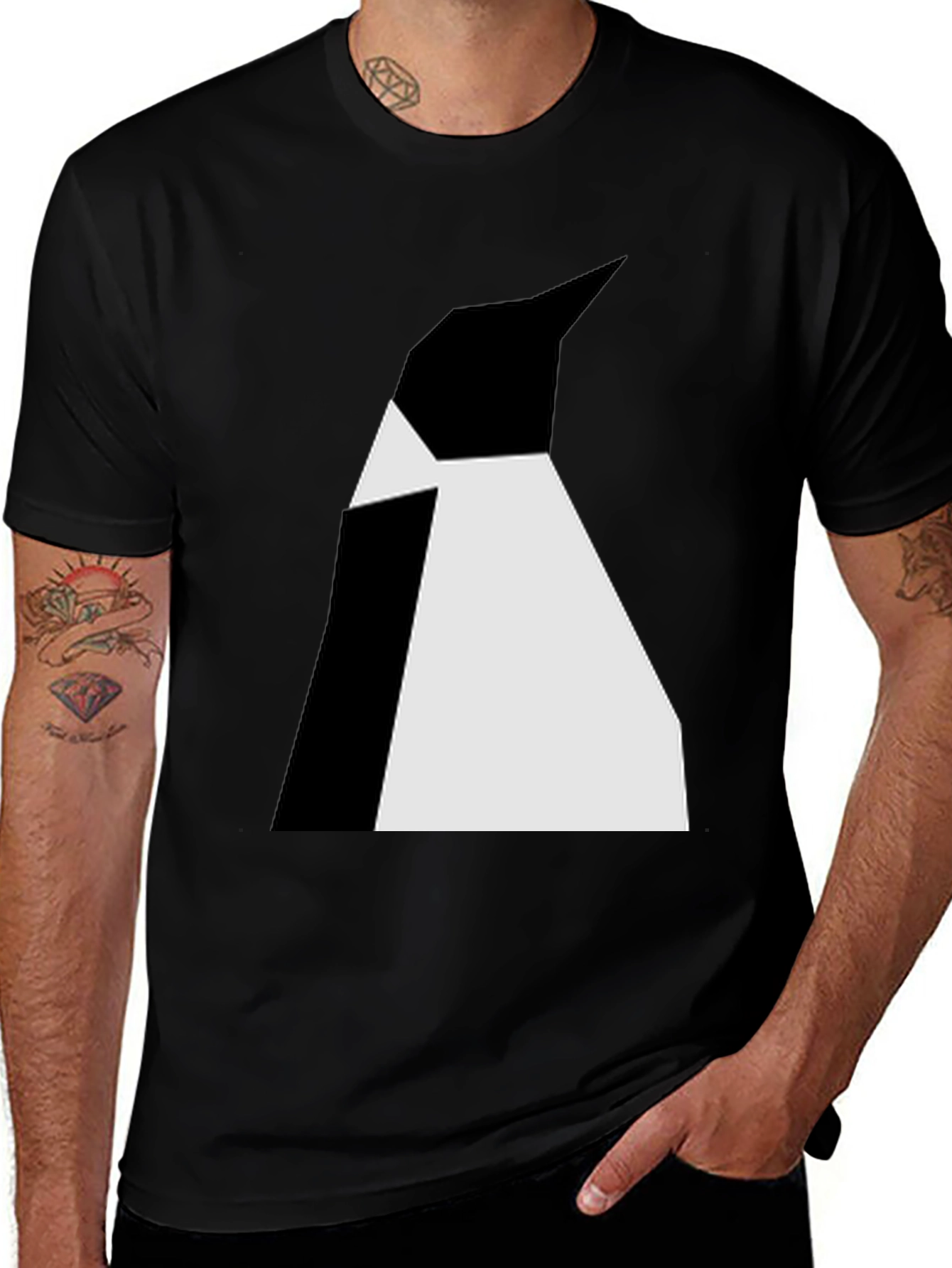 Variant 24 of Abstract Penguin Graphic Tee - Black Unisex T-Shirt