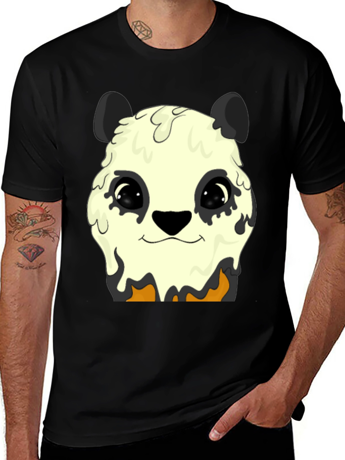 Variant 30 of Melting Panda Graphic Tee - Trendy Animal Print Shirt