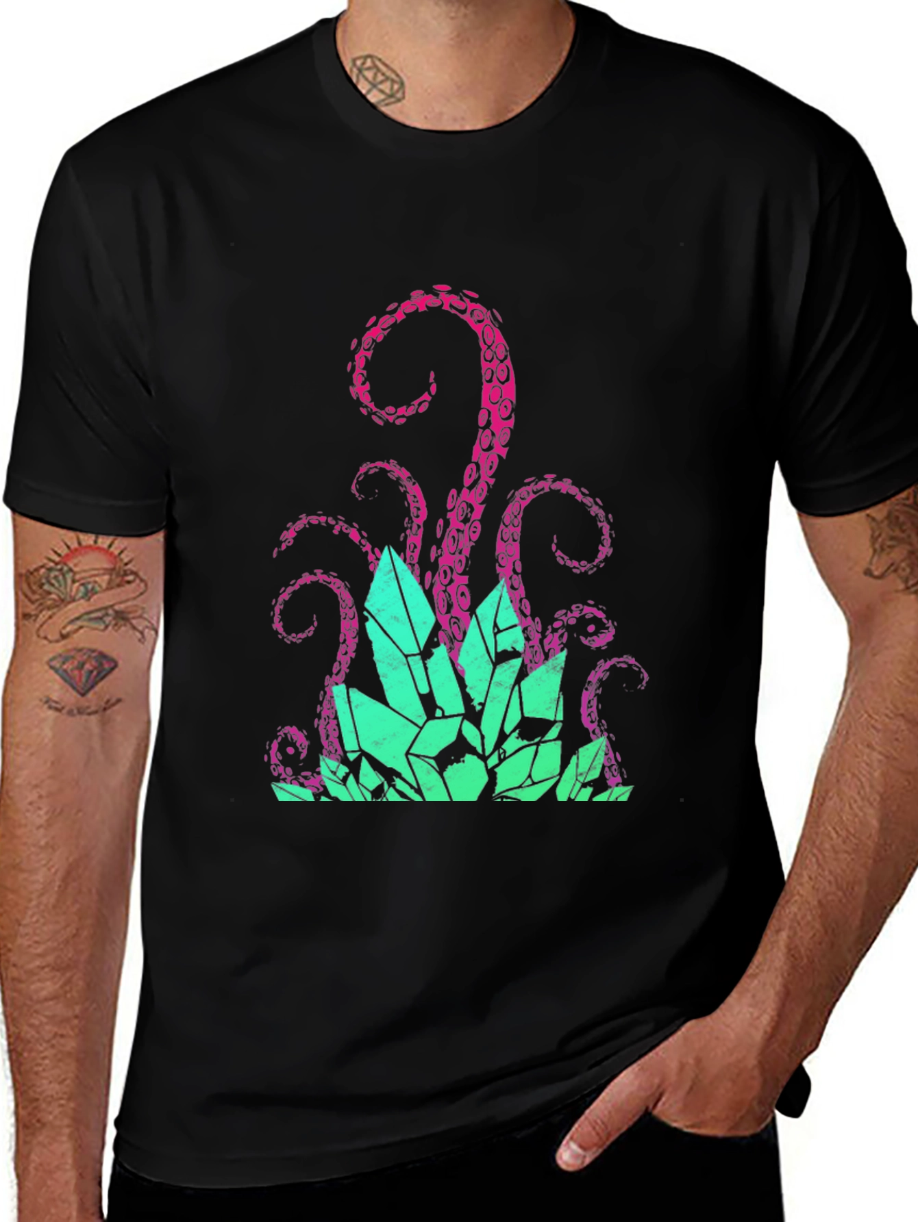 Variant 2 of Octopus Tentacle & Crystal Graphic T-Shirt