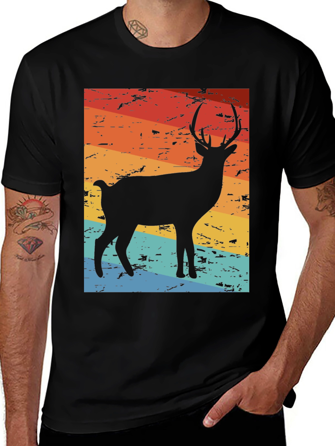 Variant 14 of Retro Deer Silhouette Graphic T-Shirt