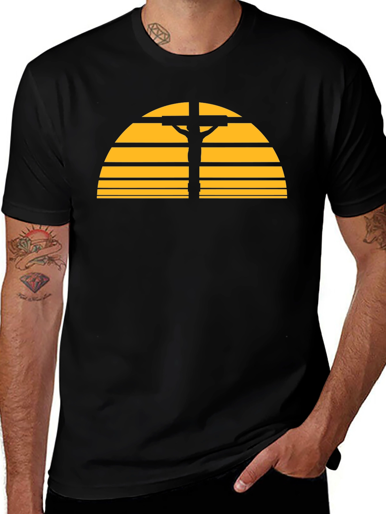 Variant 20 of Retro Sunset Cross Graphic T-Shirt