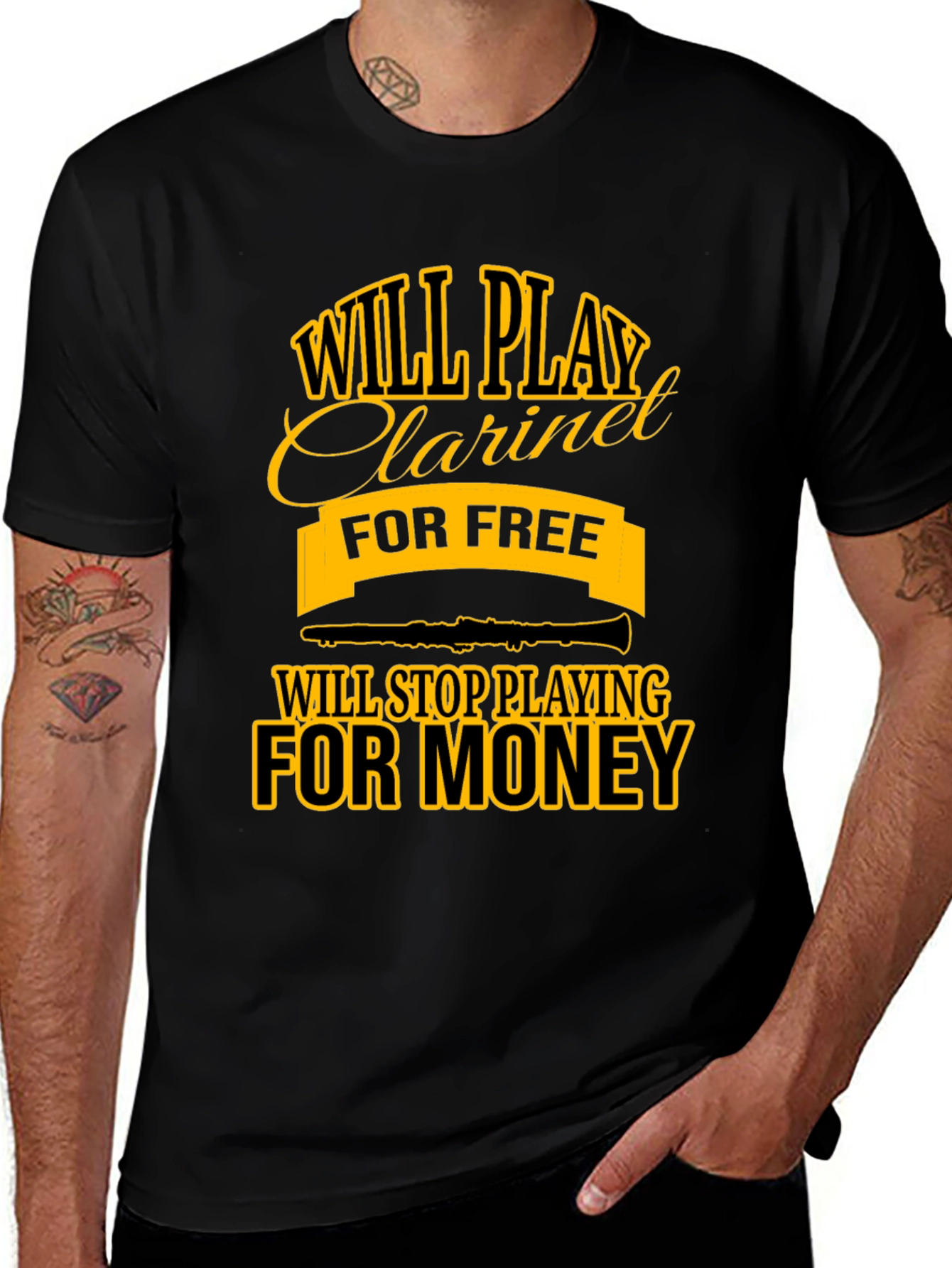 Variant 7 of Will Play Clarinet for Free T-Shirt - Musician Humor