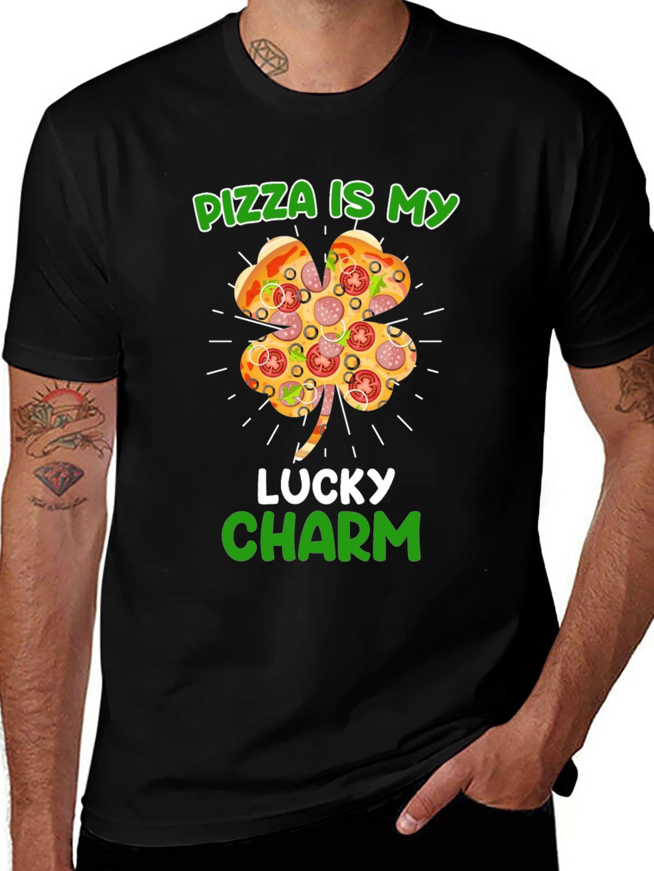 Variant 30 of Pizza Lucky Charm St. Patrick's Day Graphic T-Shirt