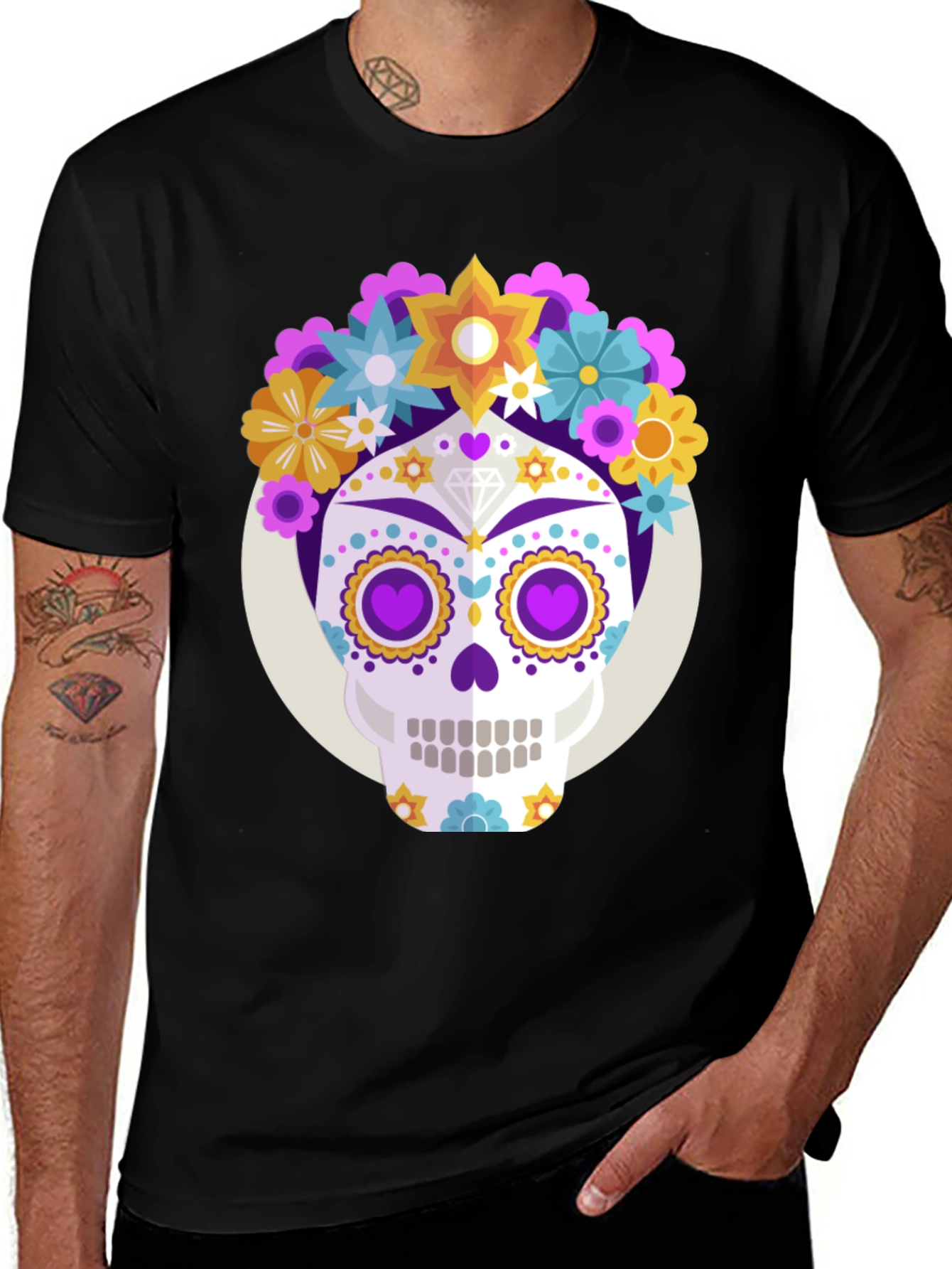 Variant 13 of Sugar Skull Tee - Day of the Dead Graphic T-Shirt