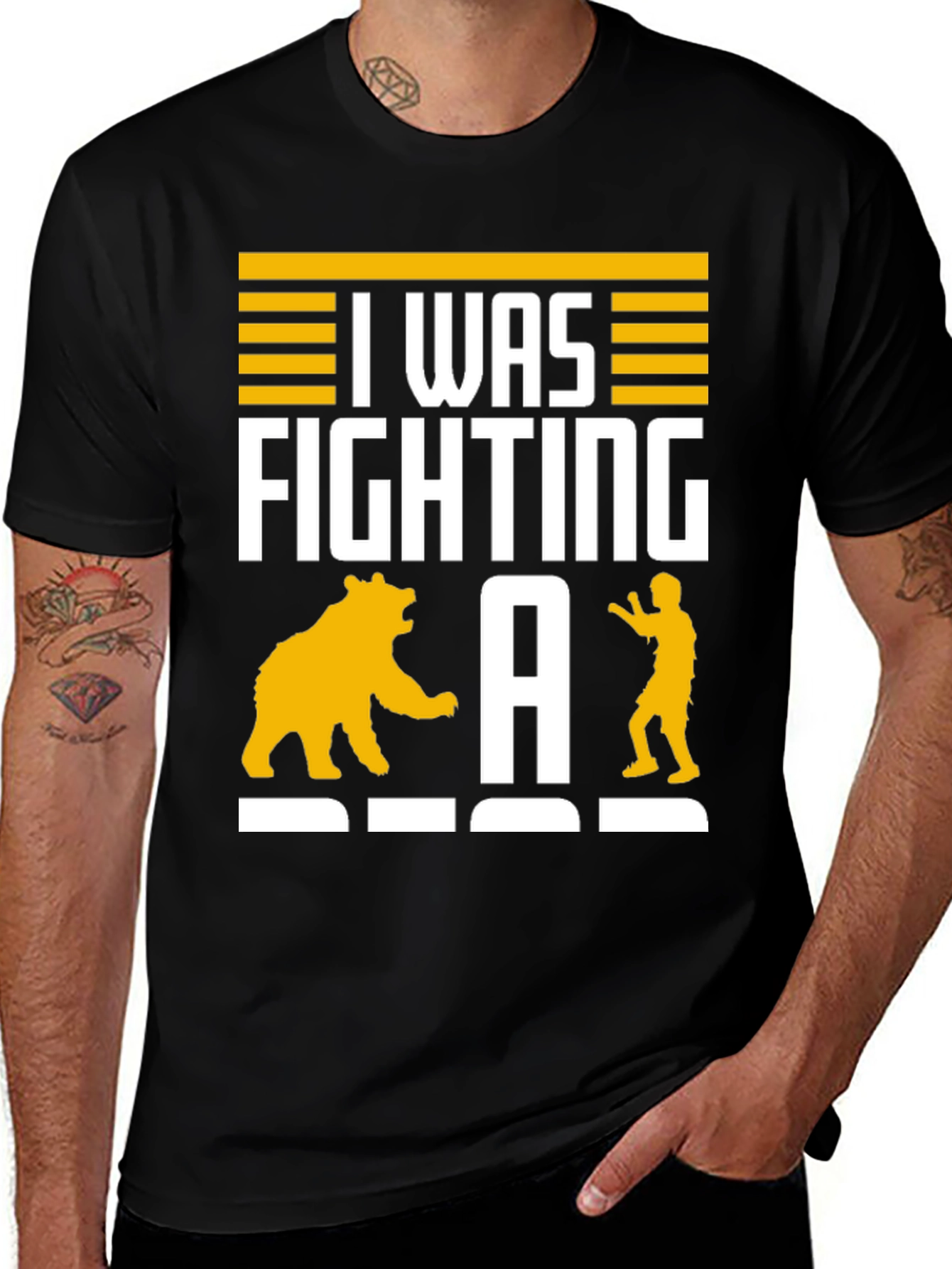 Variant 11 of Fighting a Bear Funny Graphic T-Shirt