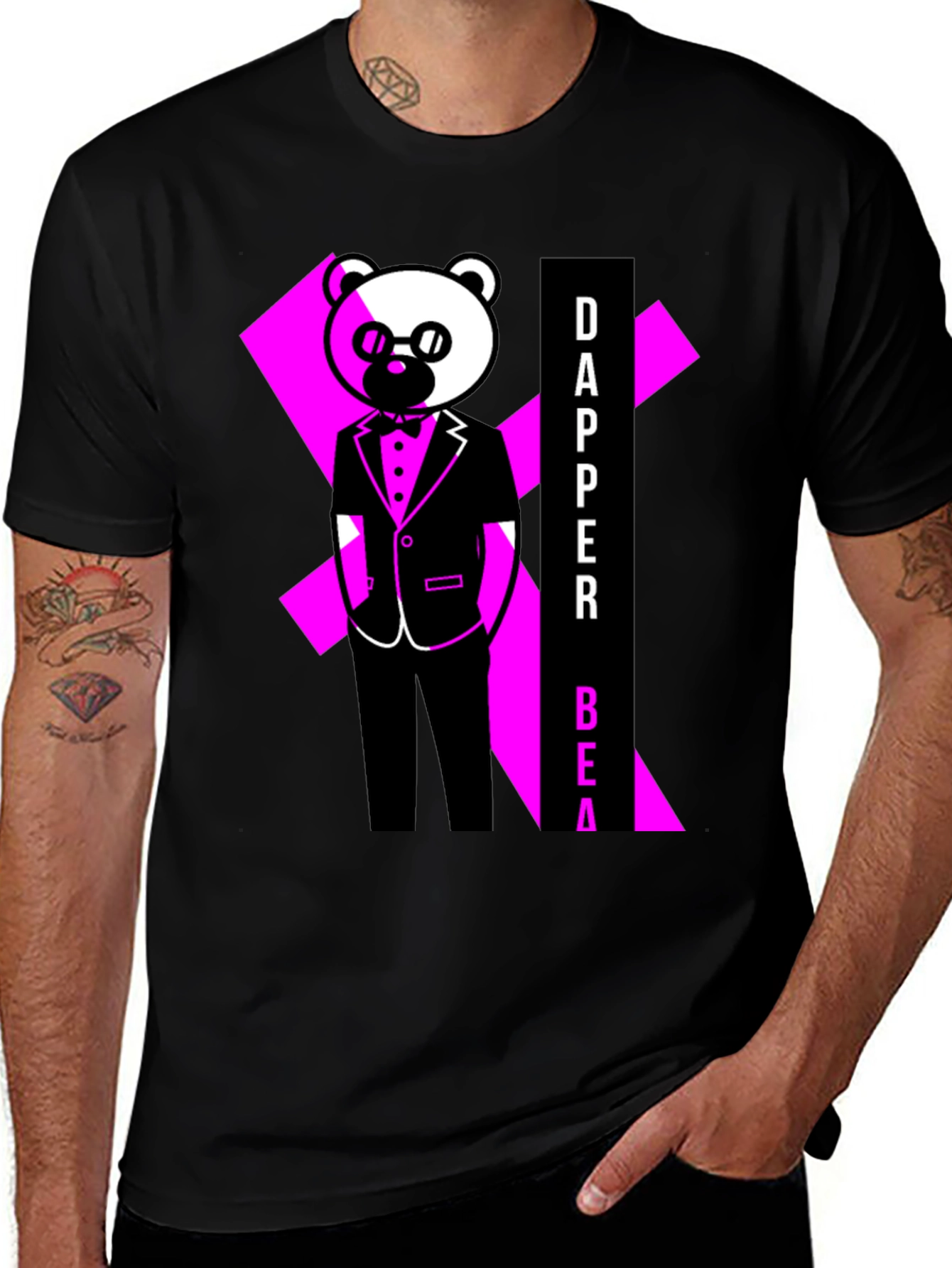 Variant 28 of Dapper Bear Graphic Tee - Black T-Shirt