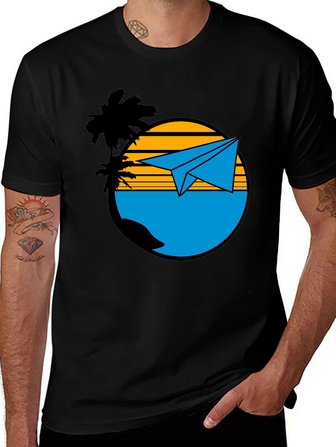 Variant 8 of Island Paper Airplane Graphic T-Shirt - Black