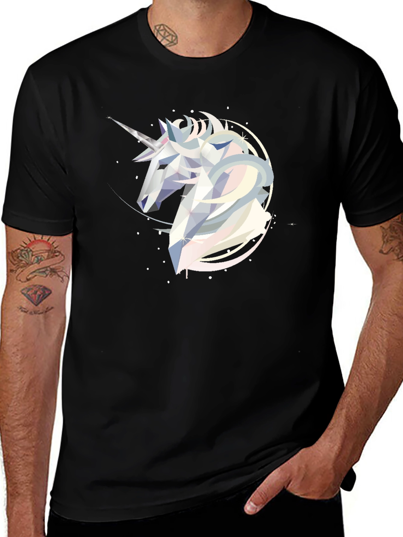 Variant 16 of Geometric Unicorn Graphic Tee - Black