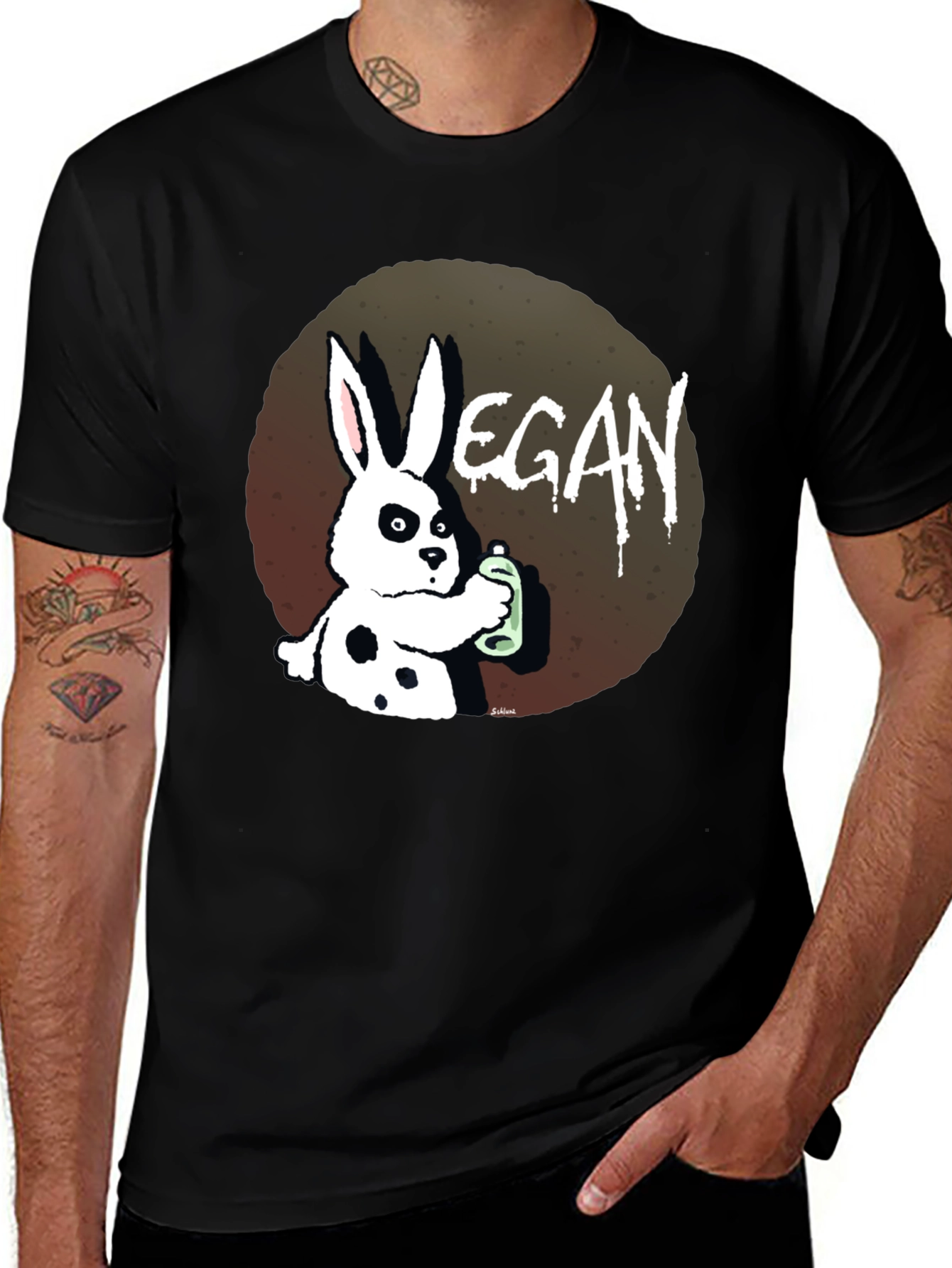 Variant 23 of Vegan Rabbit Graphic T-Shirt - Black
