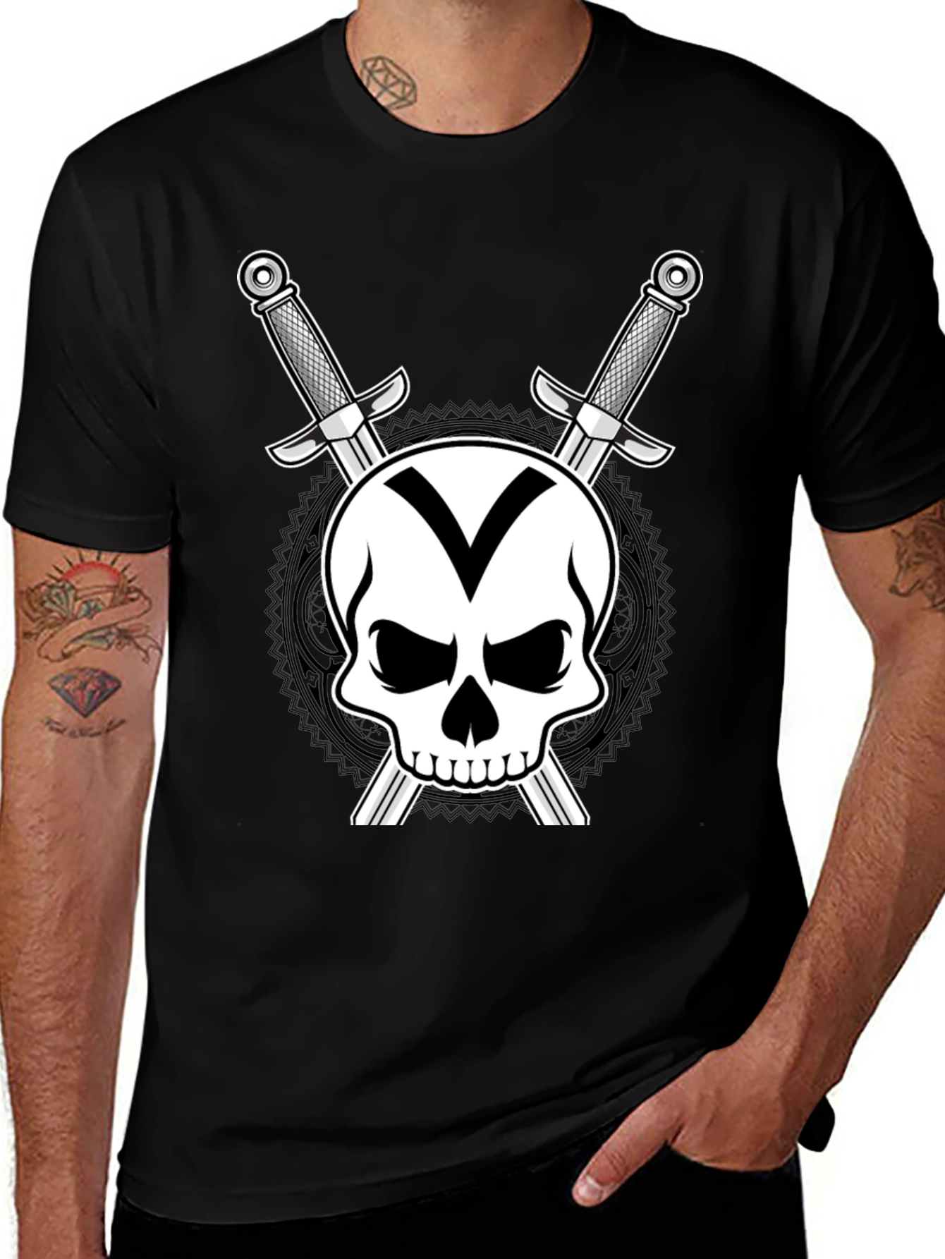 Variant 10 of Skull & Swords Graphic T-Shirt - Black