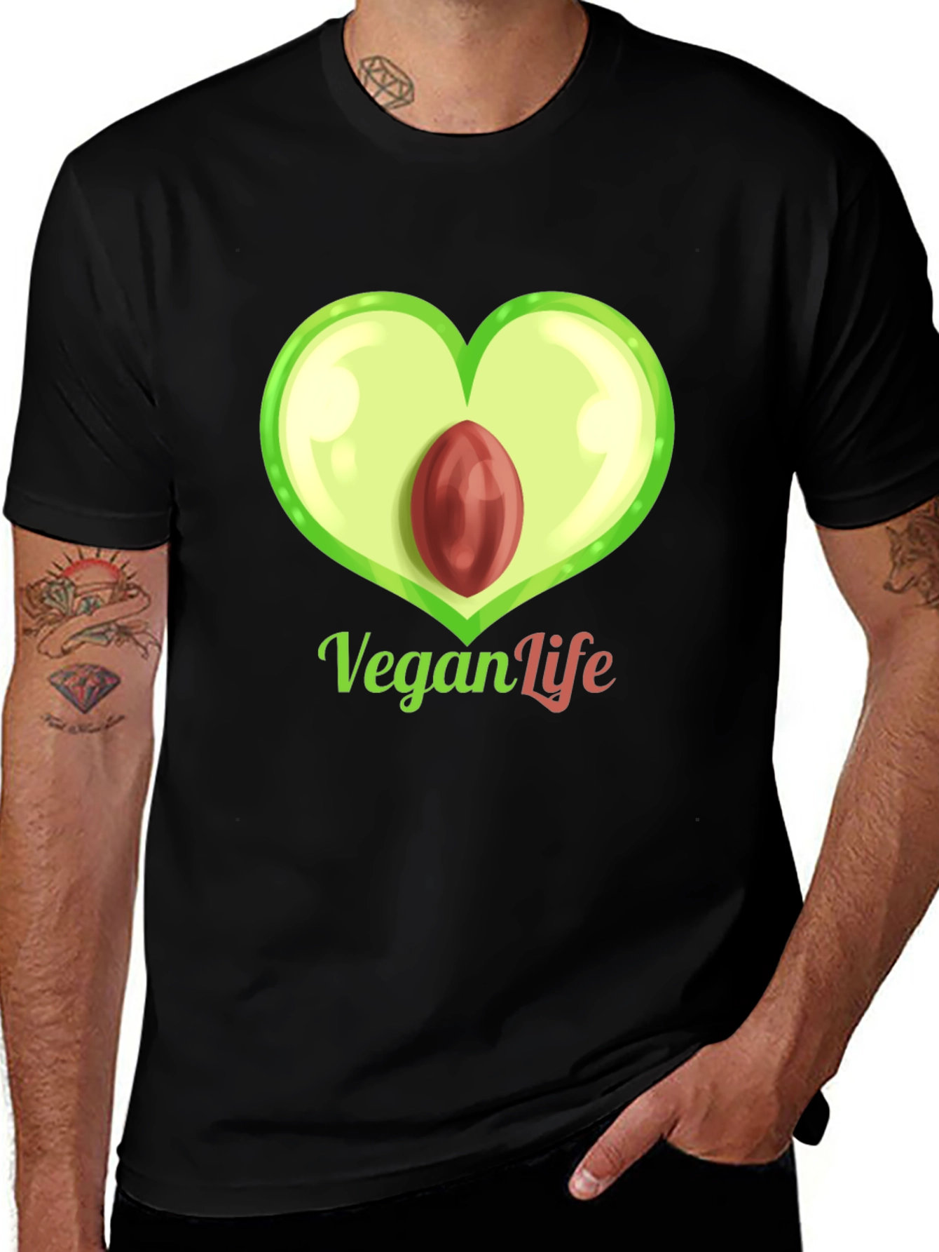 Vegan Life Avocado Heart T-Shirt