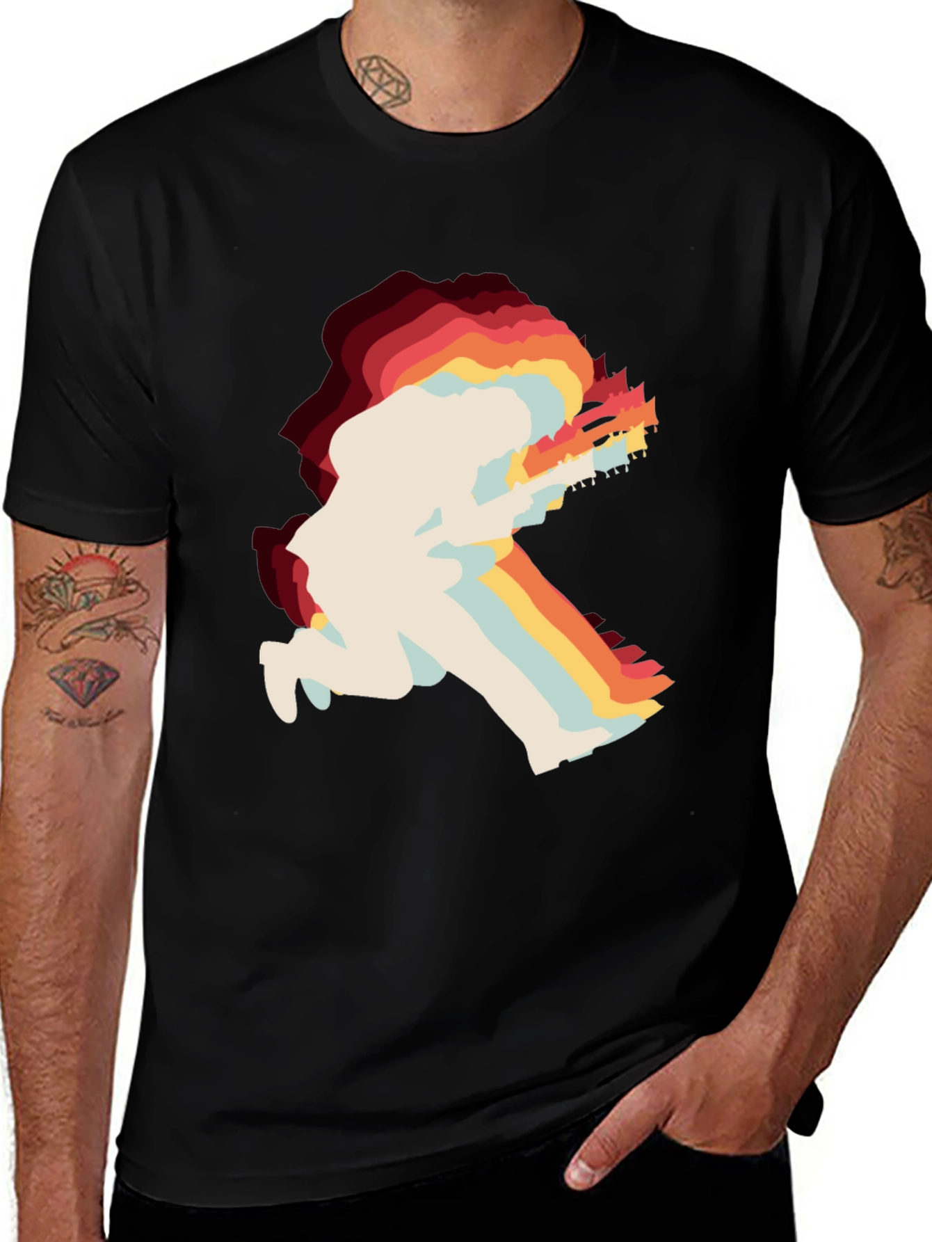 Variant 29 of Retro Guitarist Graphic Tee - Black