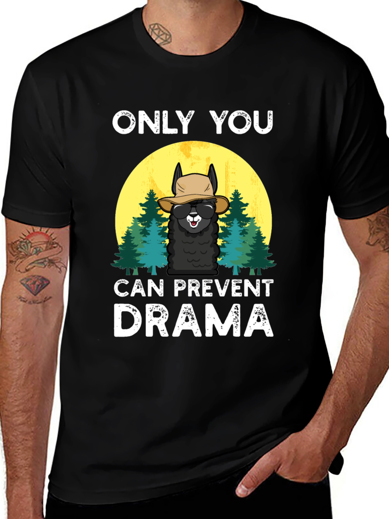 Variant 10 of Llama Prevent Drama Funny Graphic Tee