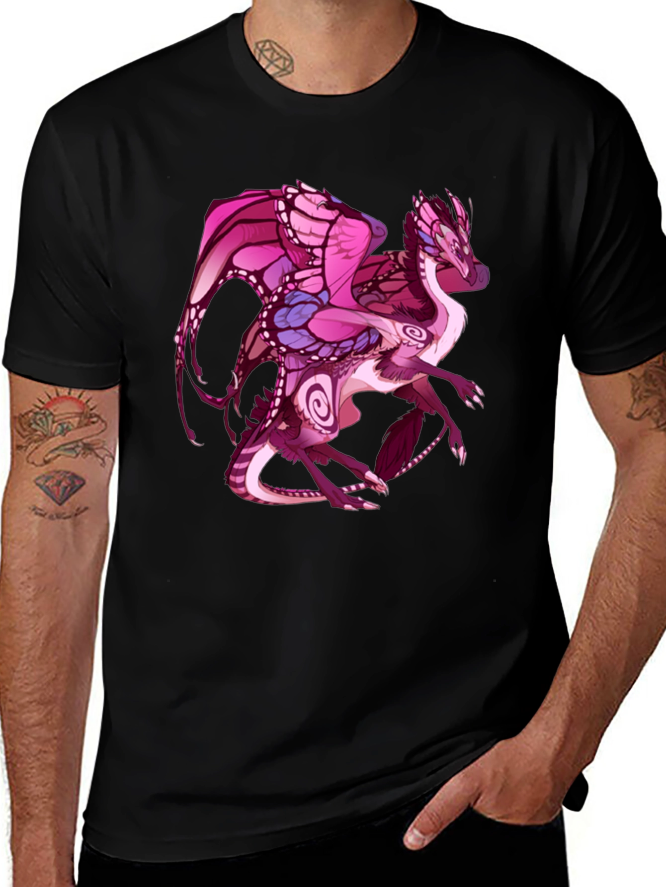 Variant 13 of Dragonfly Winged Dragon Graphic Tee - Black