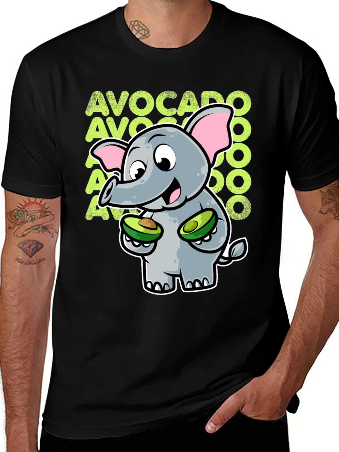 Variant 17 of Avocado Elephant Graphic Tee - Cute Cartoon T-Shirt