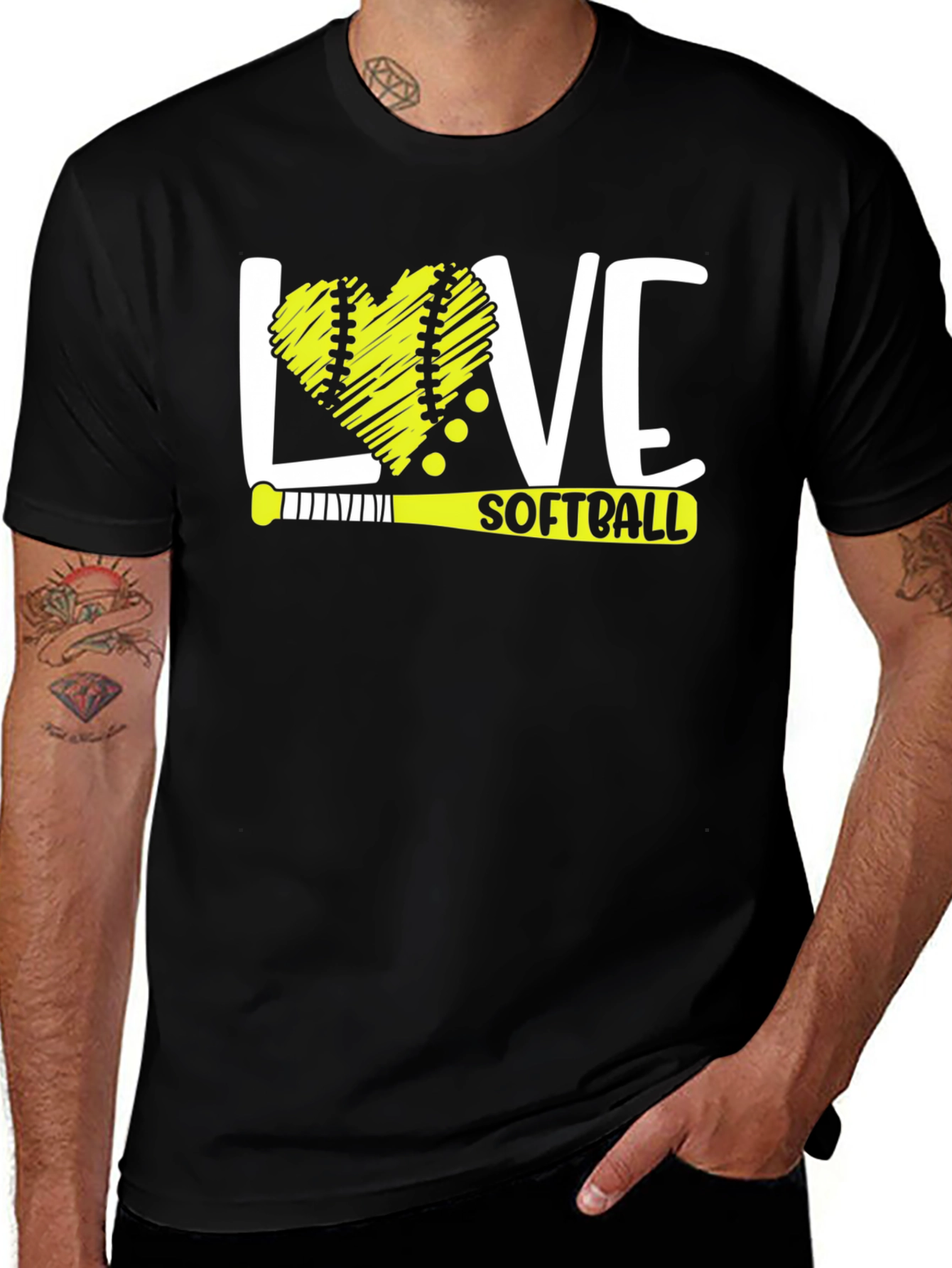 Variant 11 of Love Softball T-Shirt - Heart Ball & Bat Design