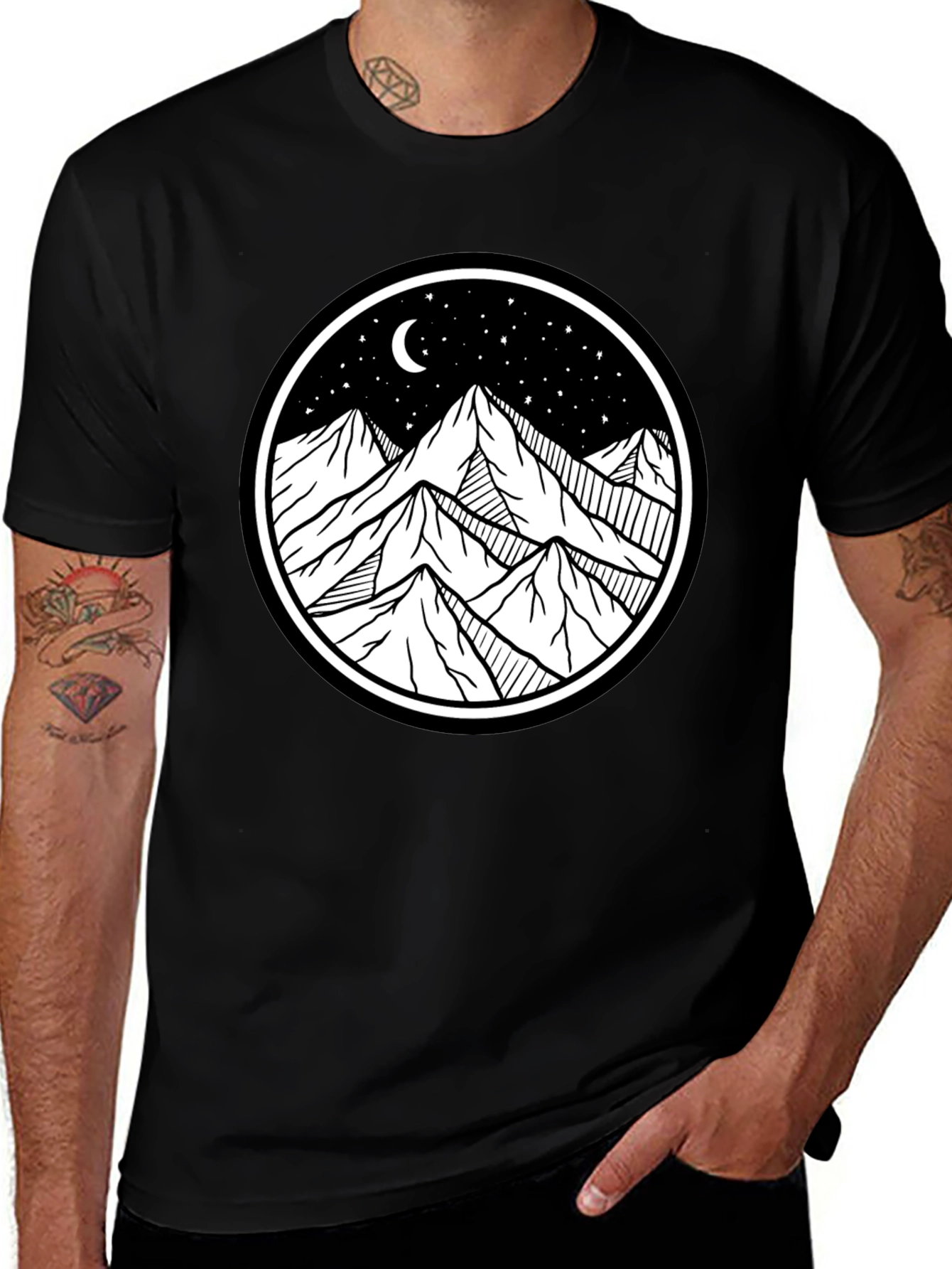 Variant 2 of Mountain Scene Graphic Tee - Black