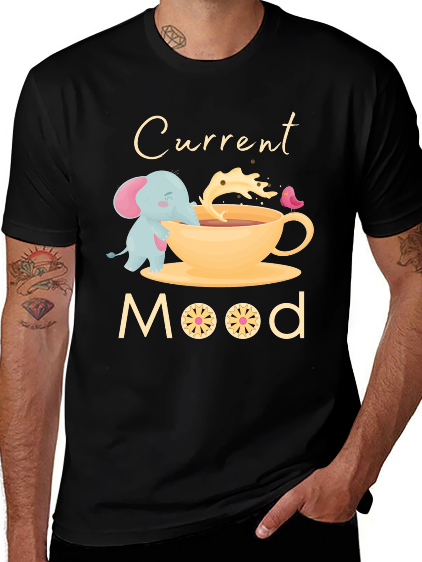 Variant 26 of Current Mood Elephant Tea Cup Graphic Tee