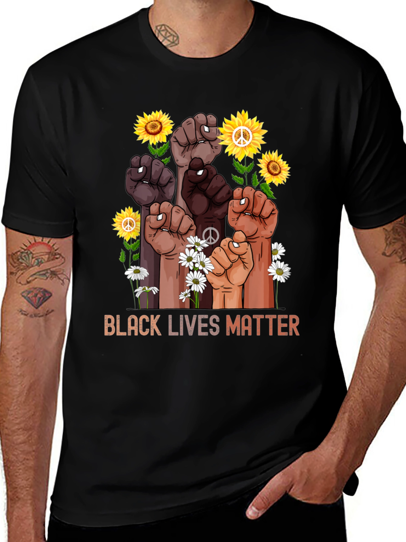 Black Lives Matter Fist & Flowers T-Shirt