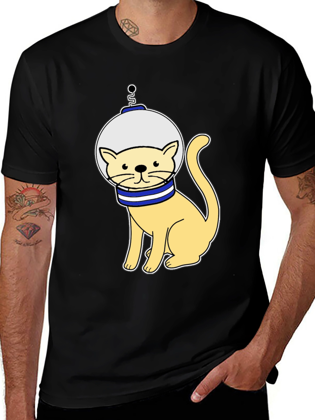 Variant 12 of Astronaut Cat Black T-Shirt