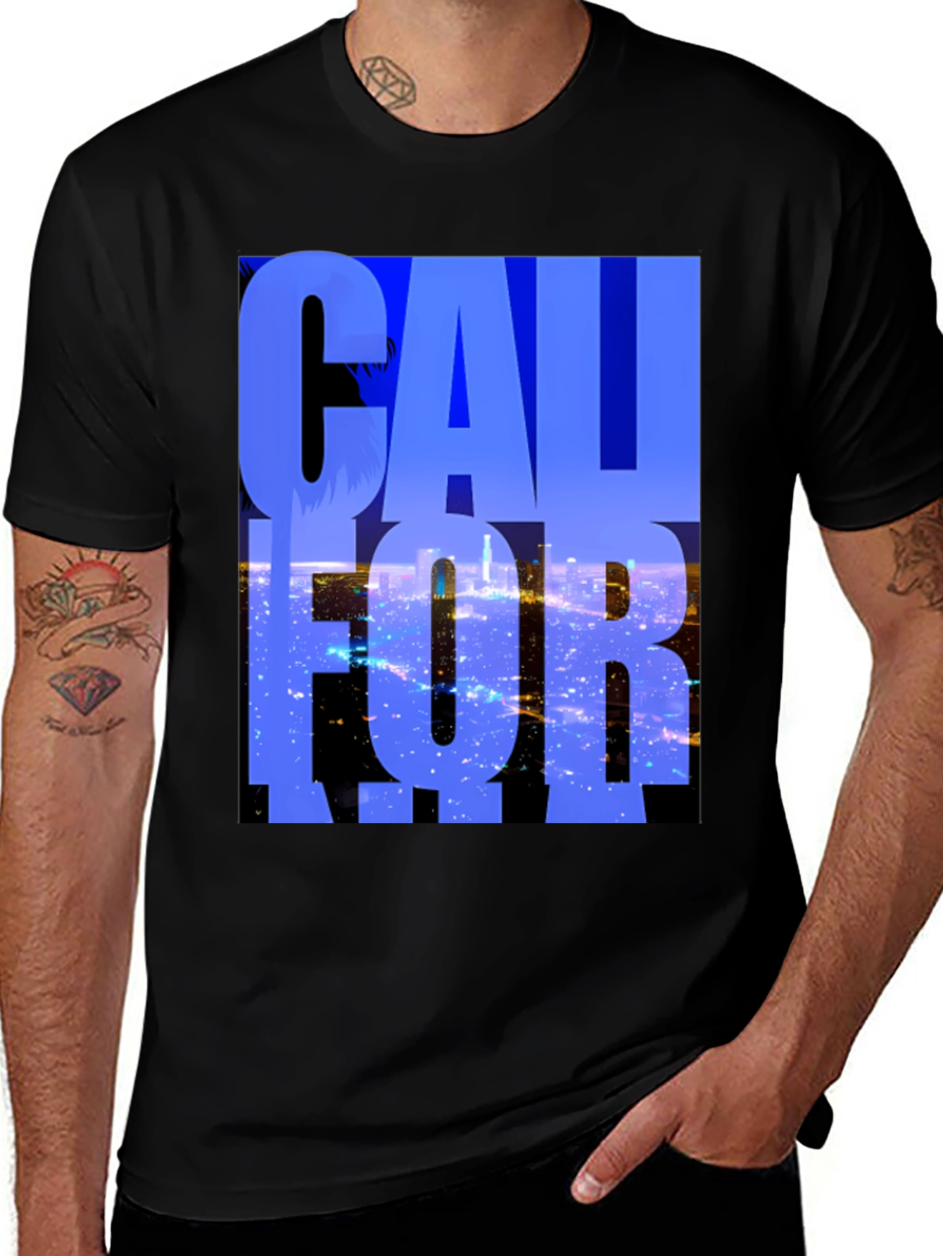 Variant 12 of California Graphic Tee - Black Cotton Blend