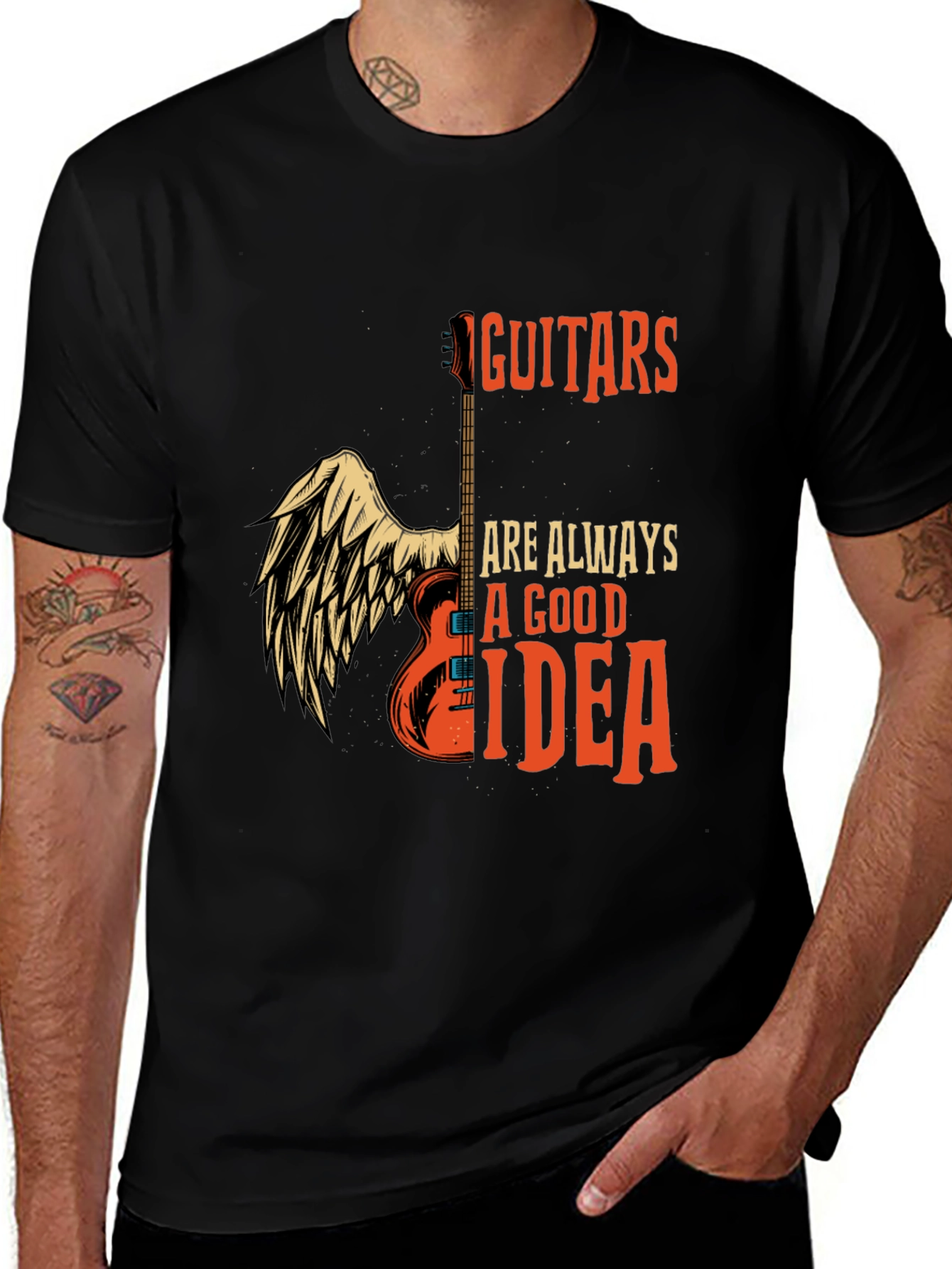 Variant 30 of Guitar Always Good Idea Graphic T-Shirt - Black