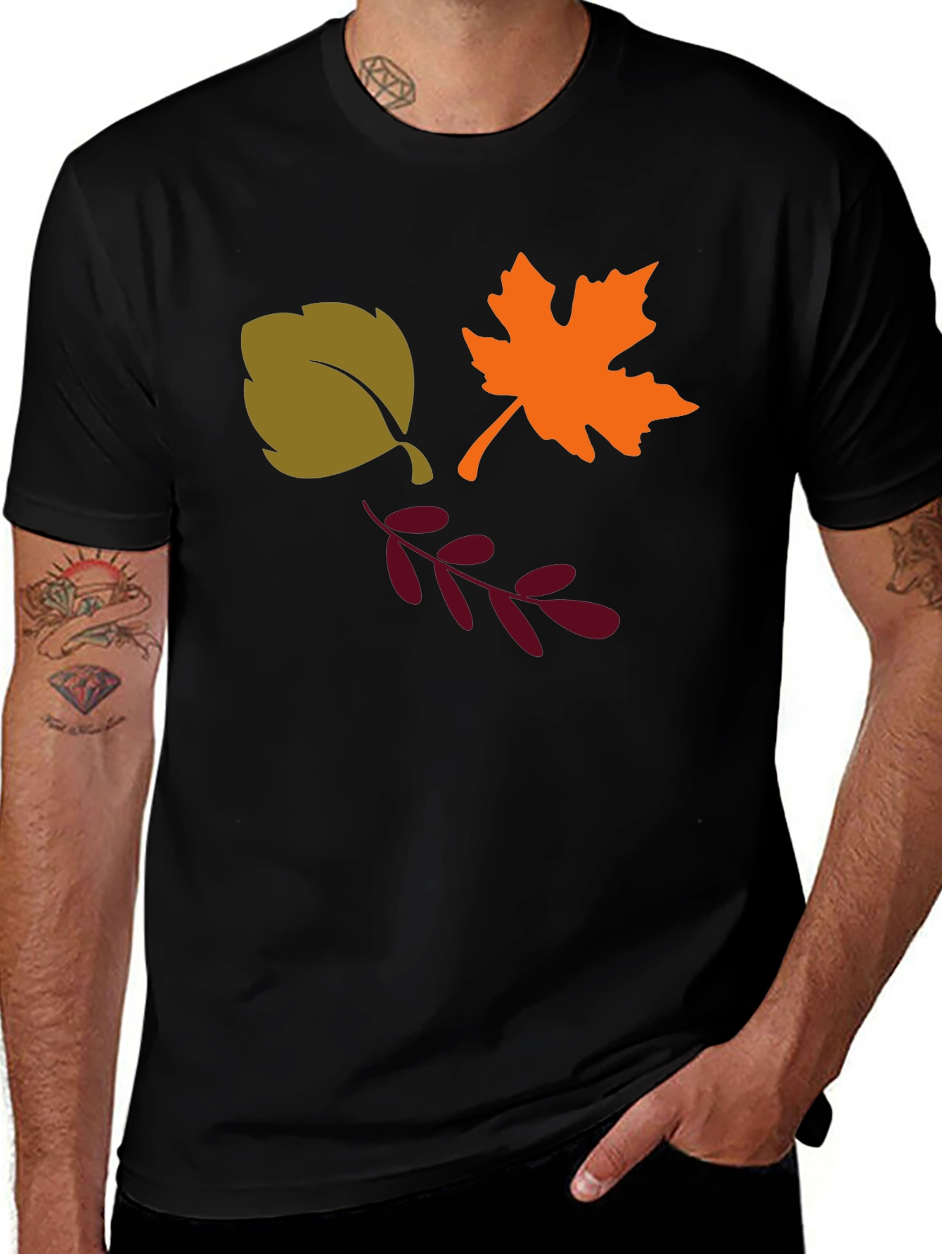 Variant 28 of Autumn Leaves Graphic Tee - Black