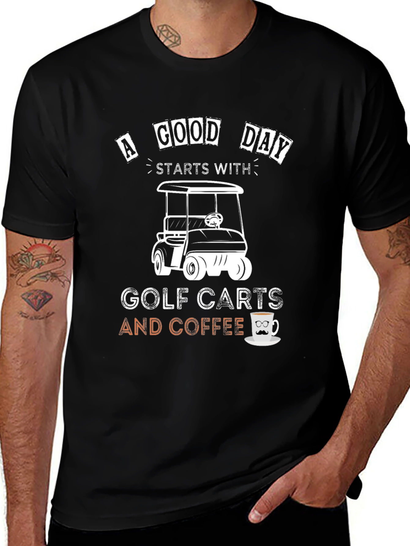 Variant 22 of Golf Cart & Coffee T-Shirt - A Good Day Starts Here