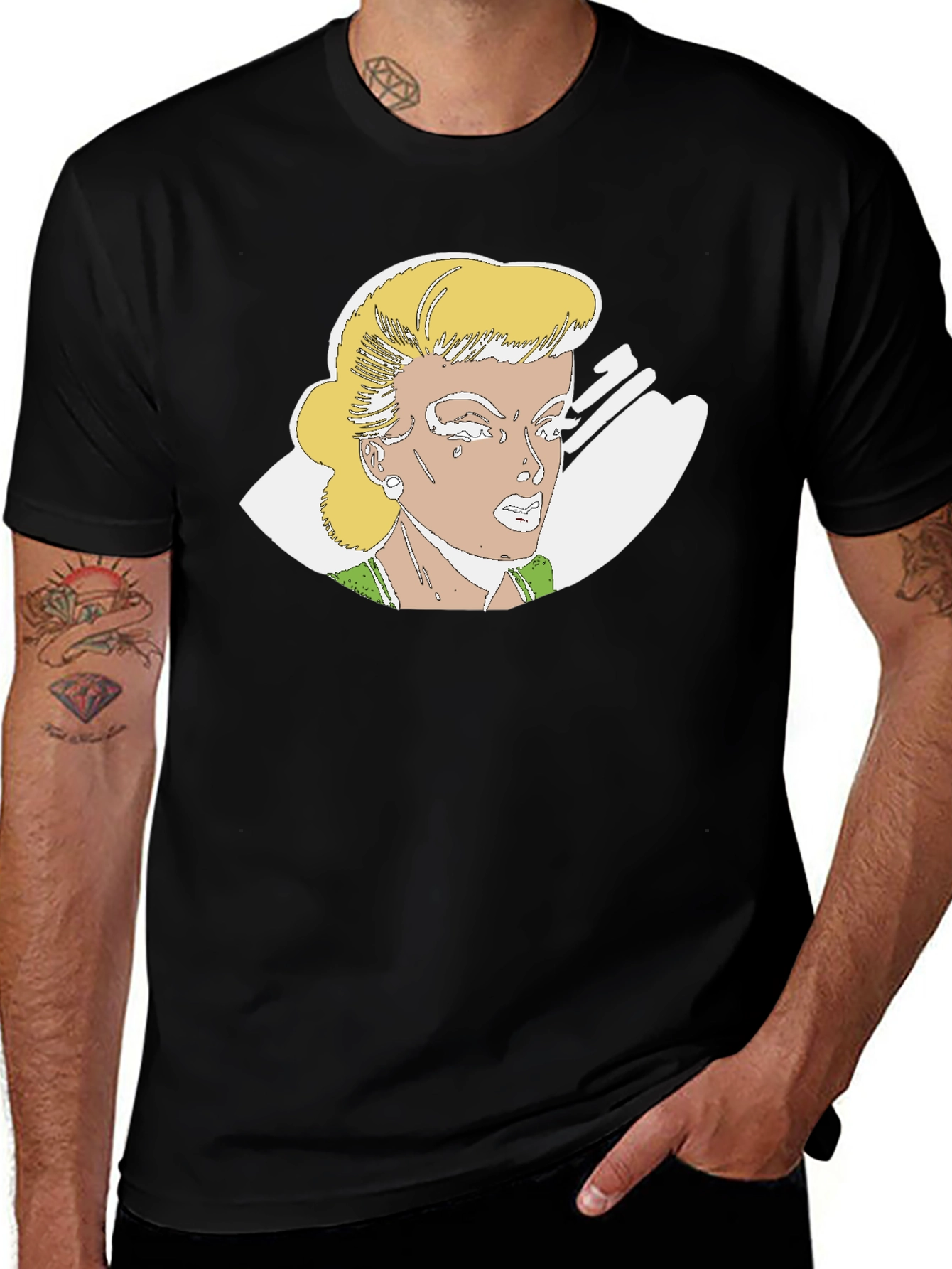 Variant 15 of Vintage Cartoon Woman Black T-Shirt