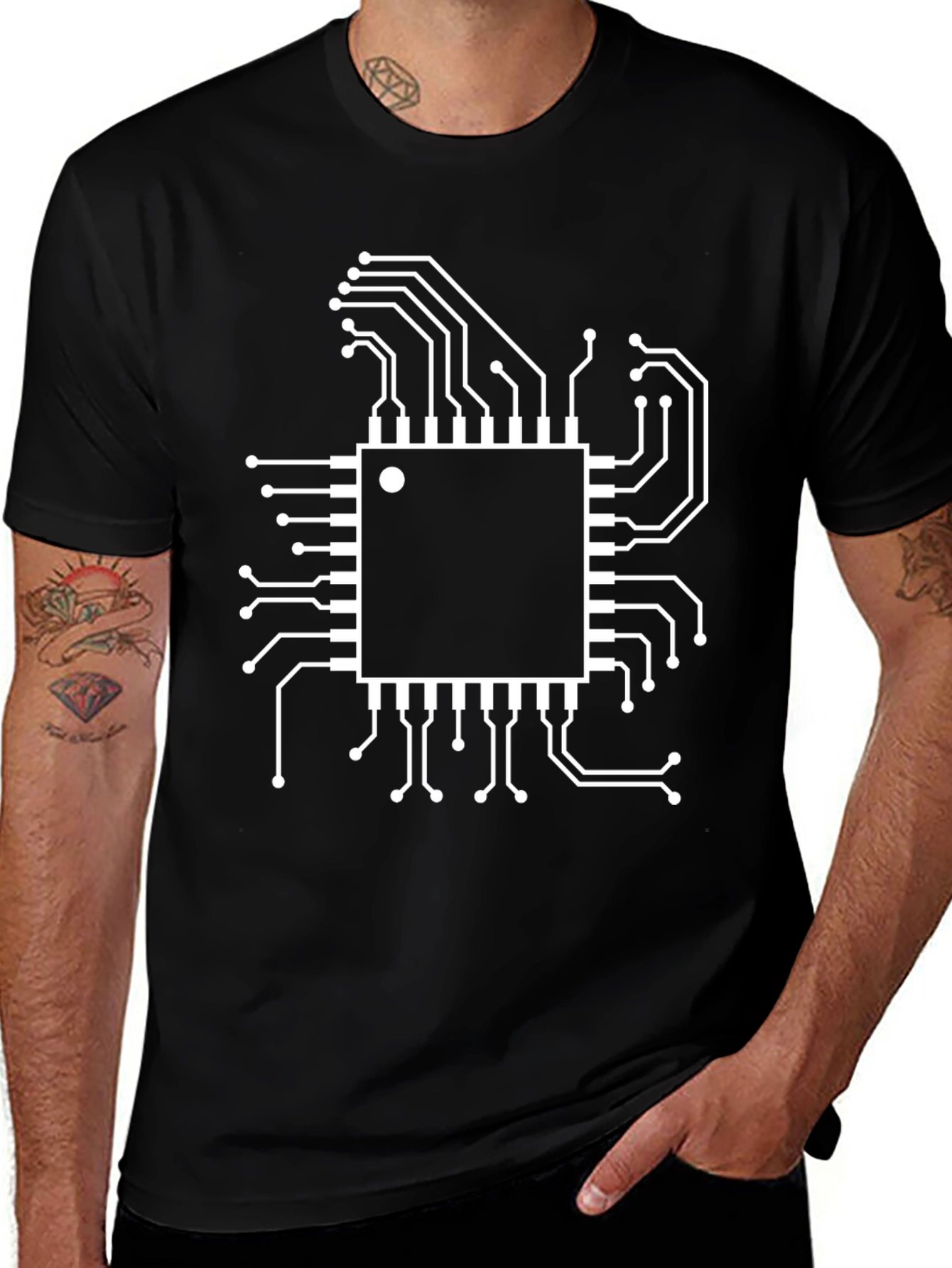Circuit Board Graphic Tee - Black Tech Shirt
