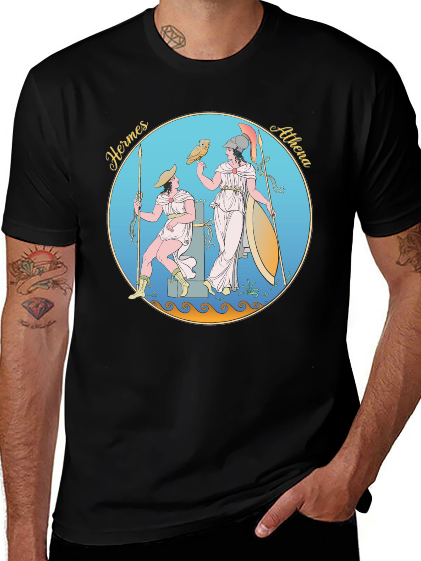 Variant 23 of Hermes and Athena Graphic T-Shirt - Greek Mythology Tee