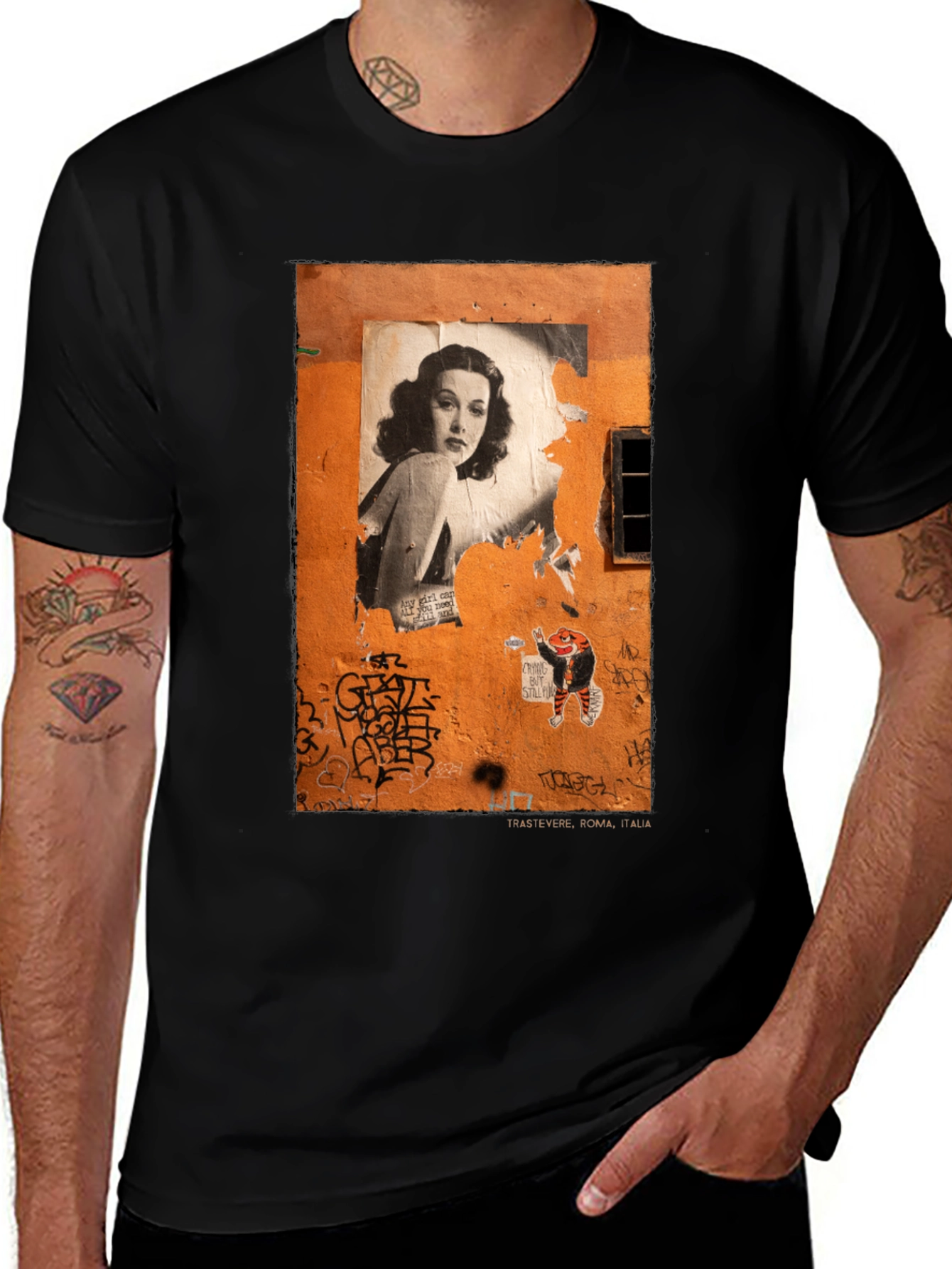 Variant 10 of Vintage Hedy Lamarr Street Art Black T-Shirt