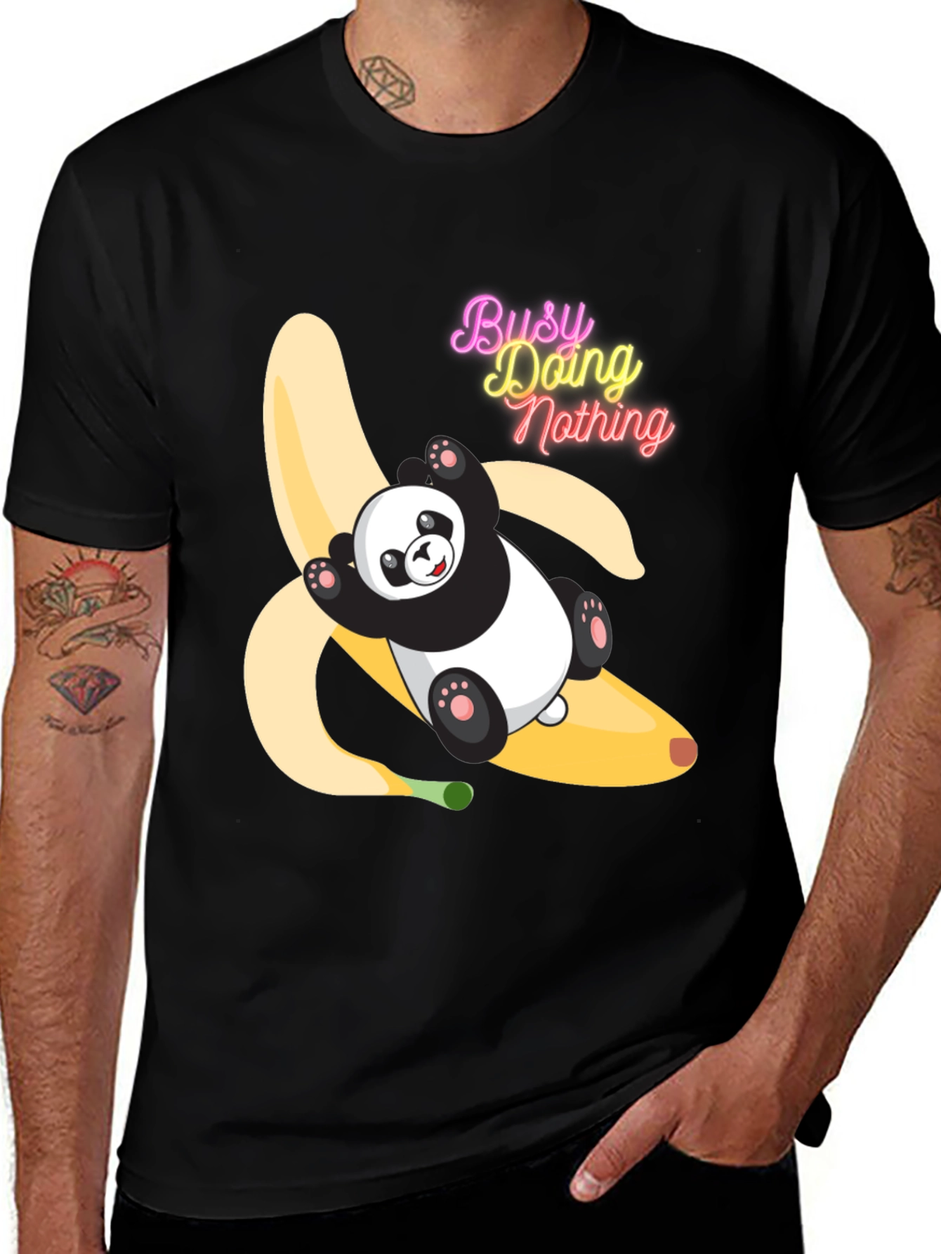 Variant 2 of Busy Doing Nothing Panda Banana T-Shirt
