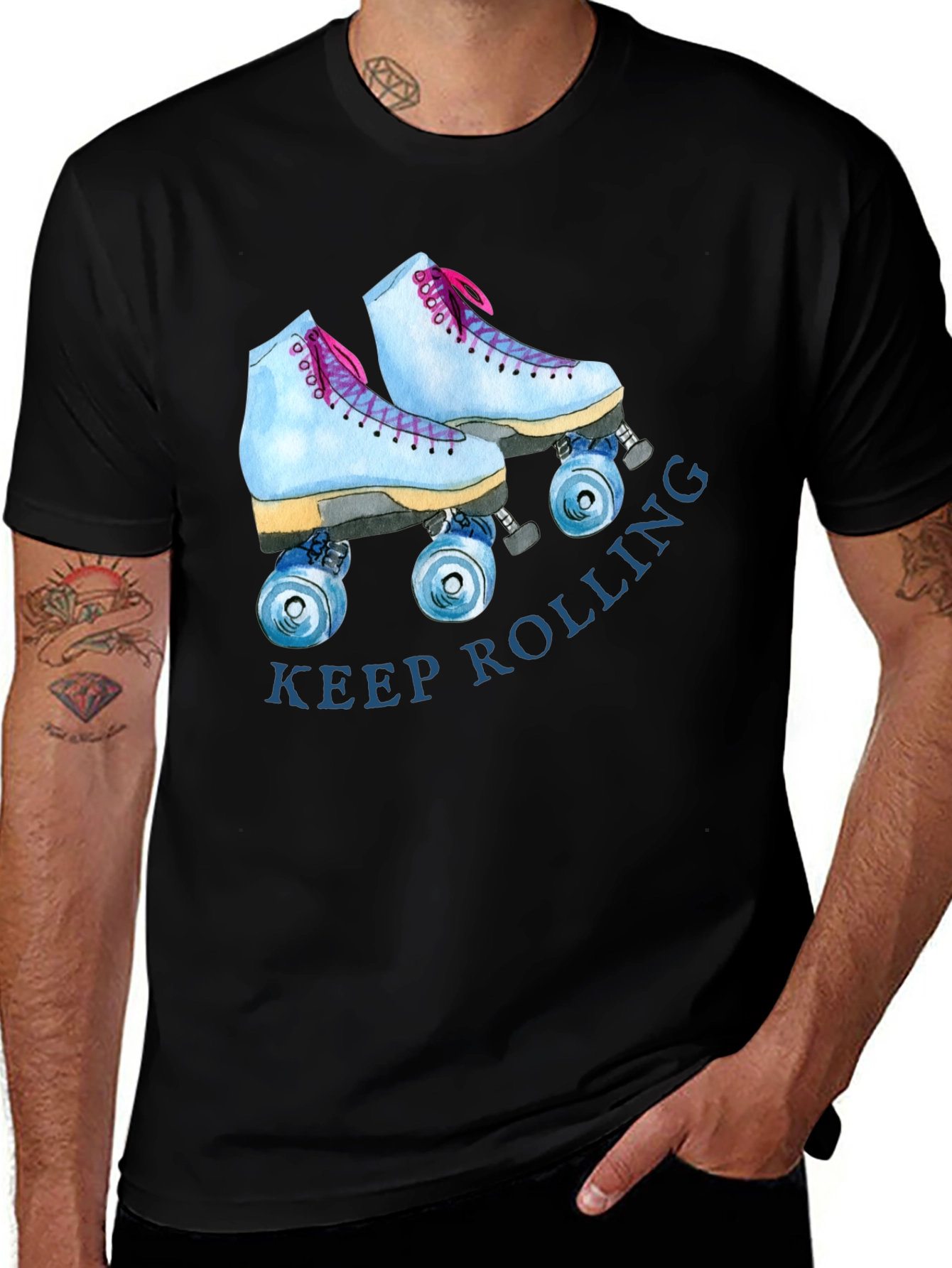 Variant 12 of Keep Rolling Roller Skate Graphic Tee - Retro Style T-Shirt